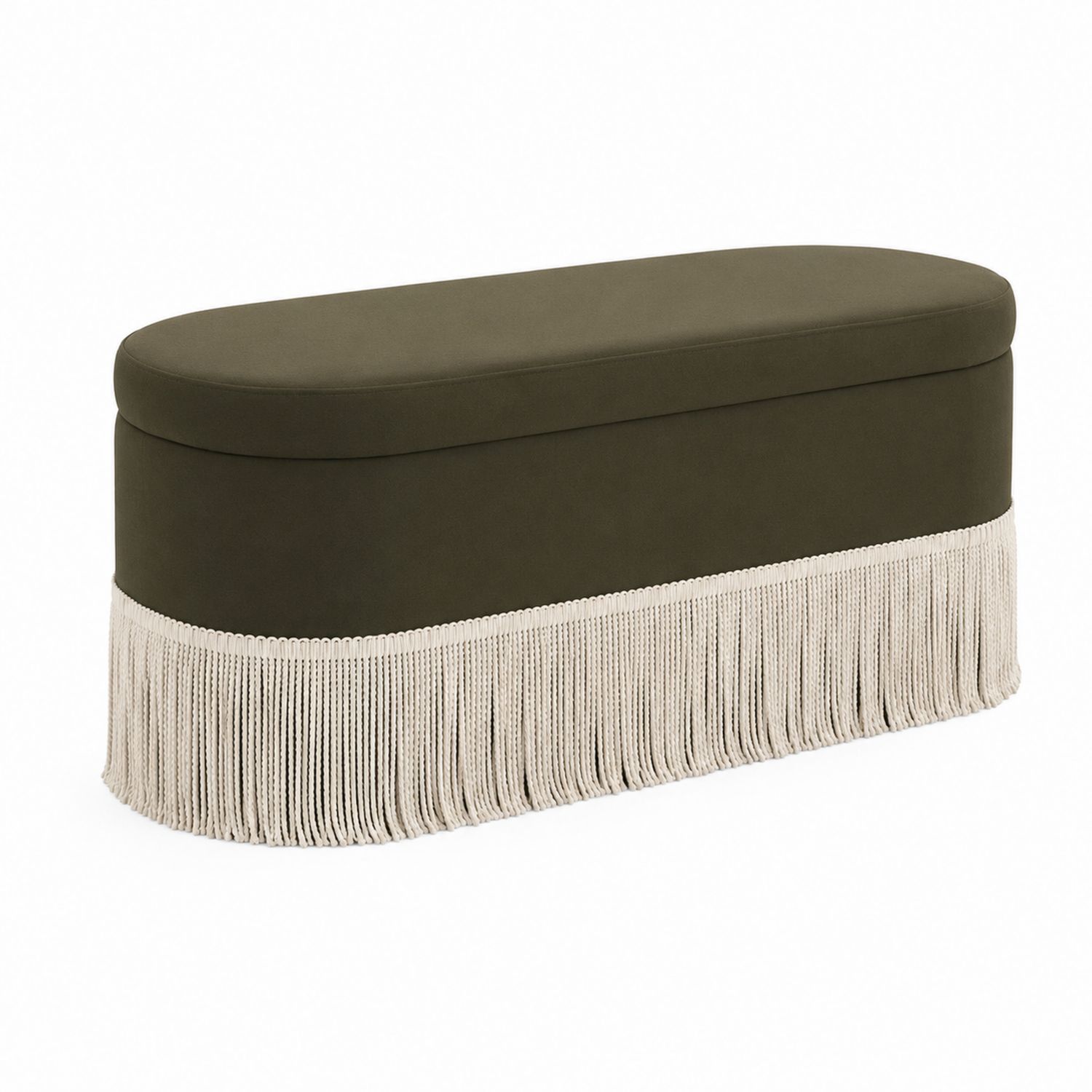 Banc en velours avec frange décorative