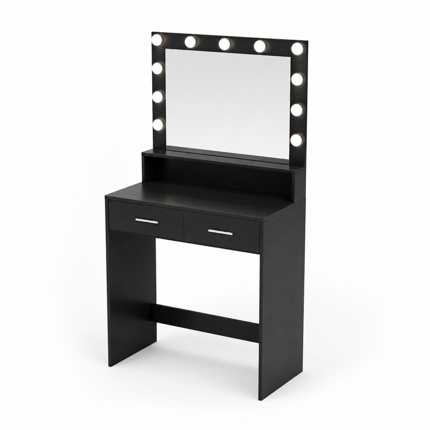 Coiffeuse en bois noir avec miroir LED, 80x40x140 cm