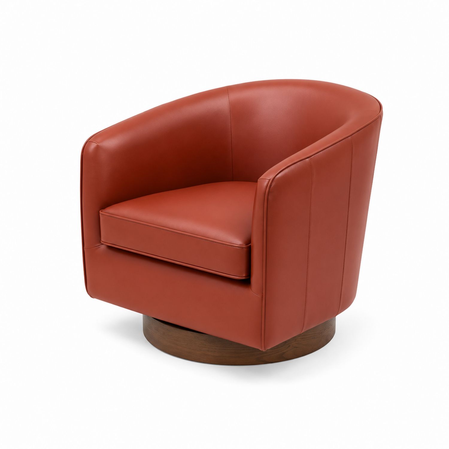 Fauteuil pivotant en cuir brun