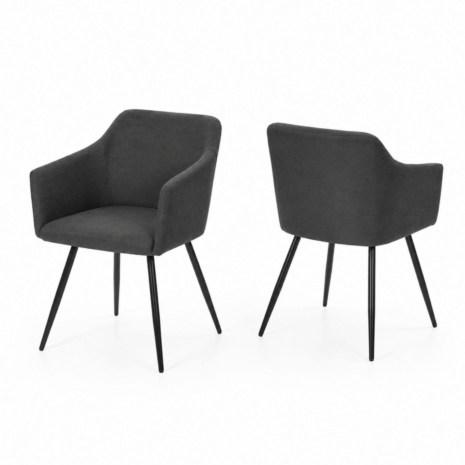 Ensemble de 2 chaises en tissu avec accoudoirs et pieds en métal