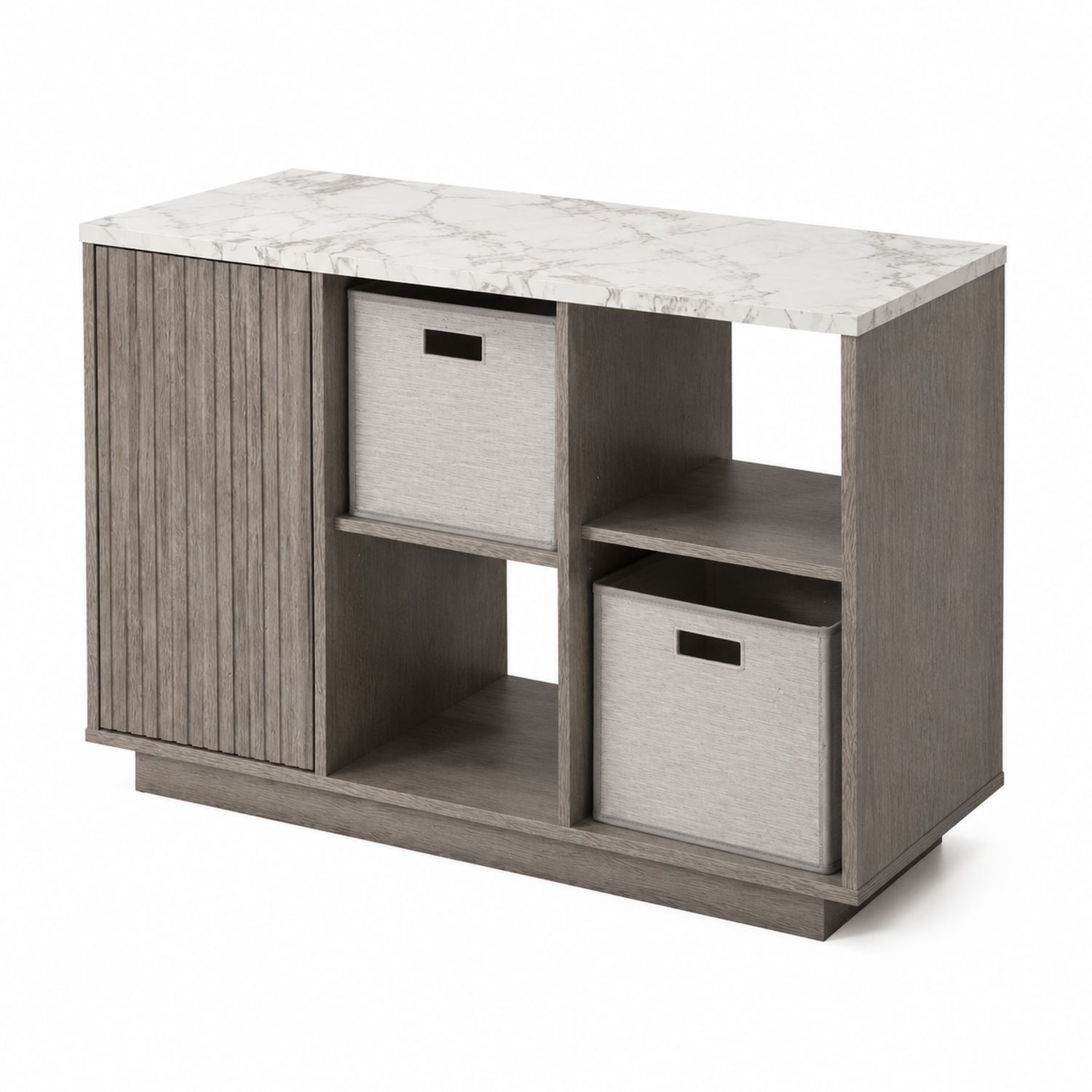 Buffet en Bois avec Plateau en Marbre Reconstitué, Gris