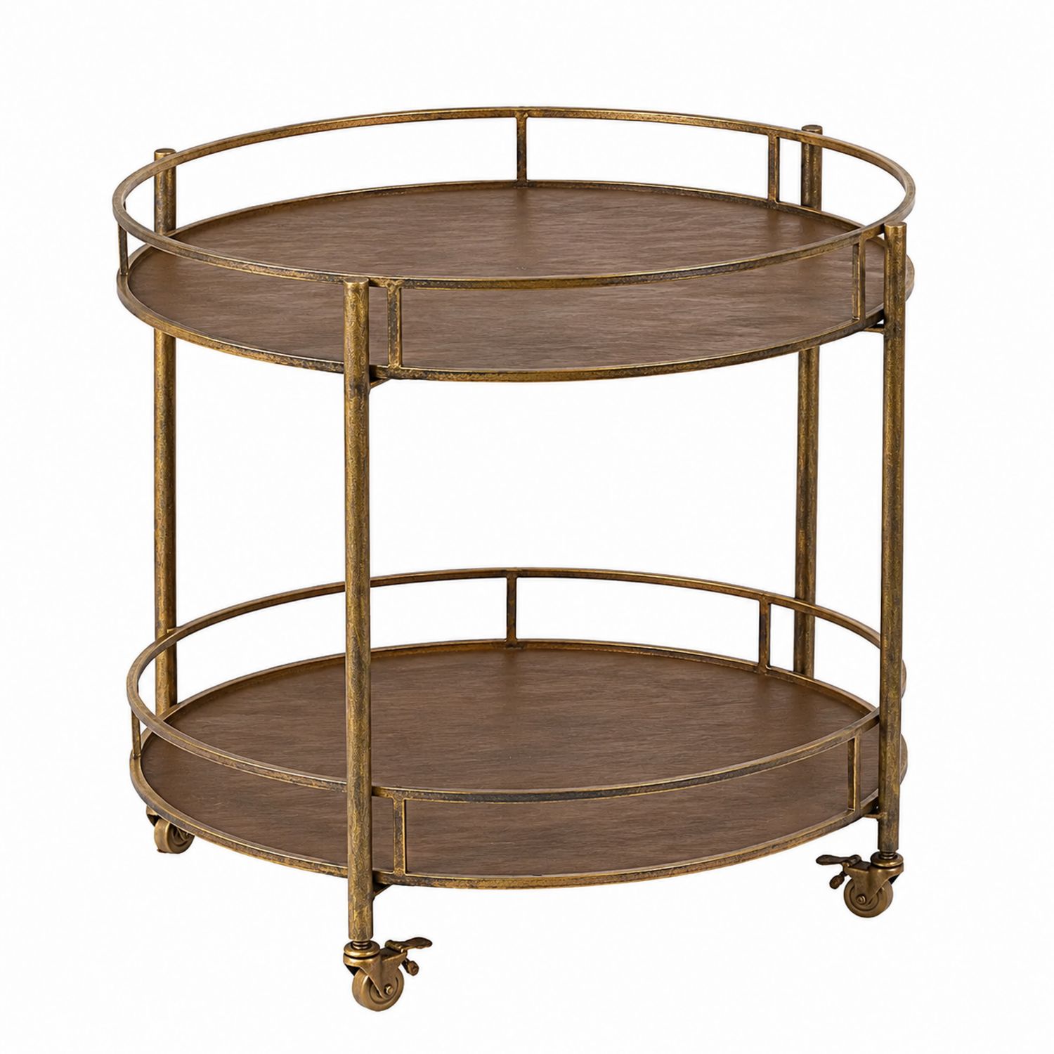 Chariot de bar rond en métal et bois