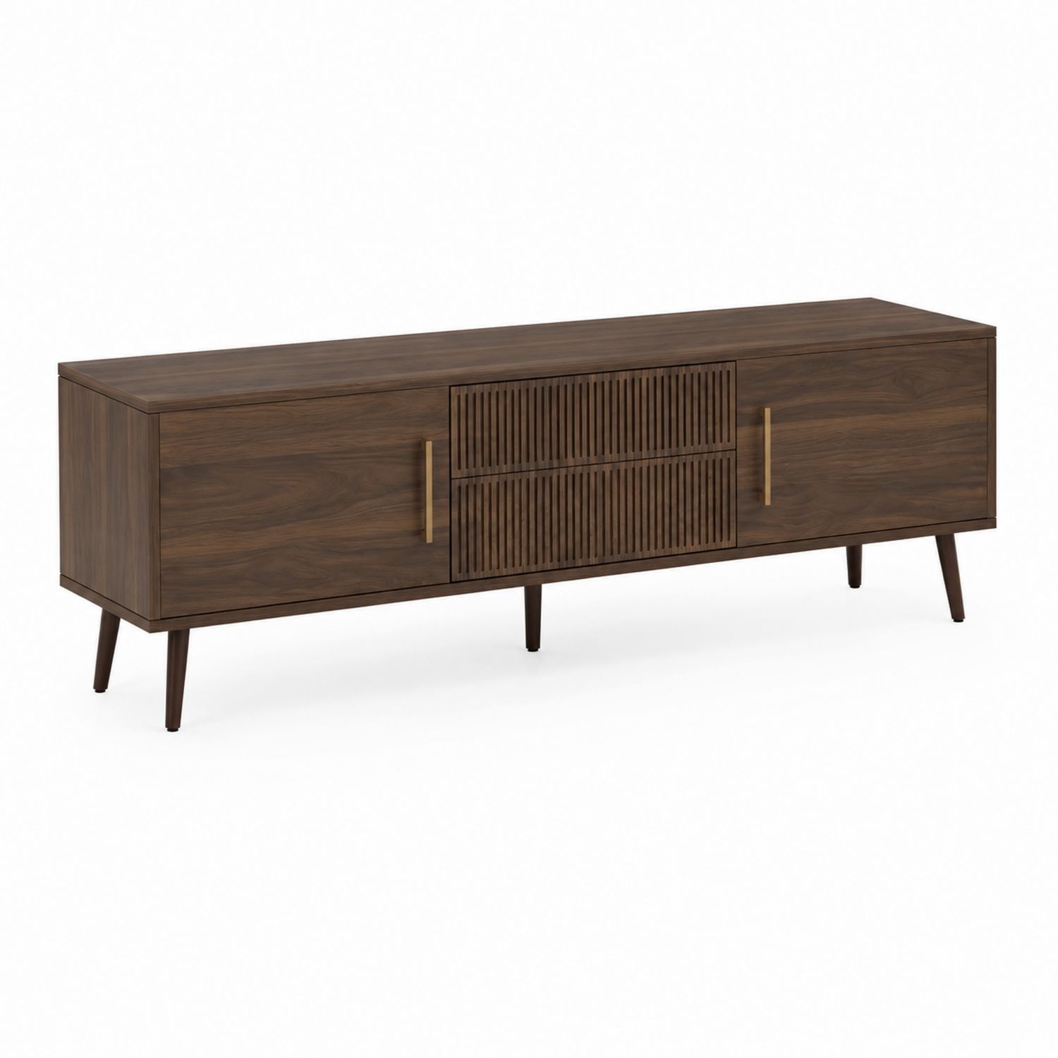 Meuble TV en bois avec portes coulissantes en Noyer 180cm