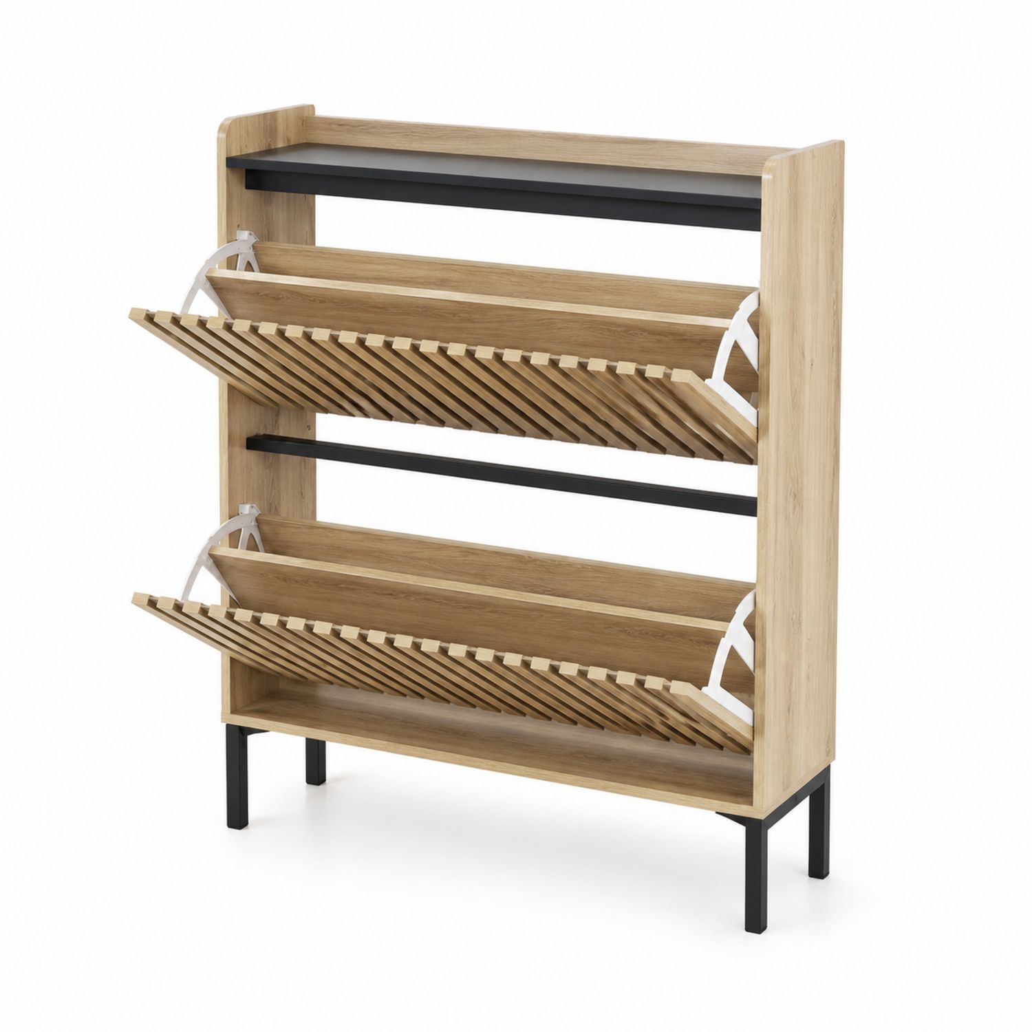 Étagère à chaussures en bois et métal