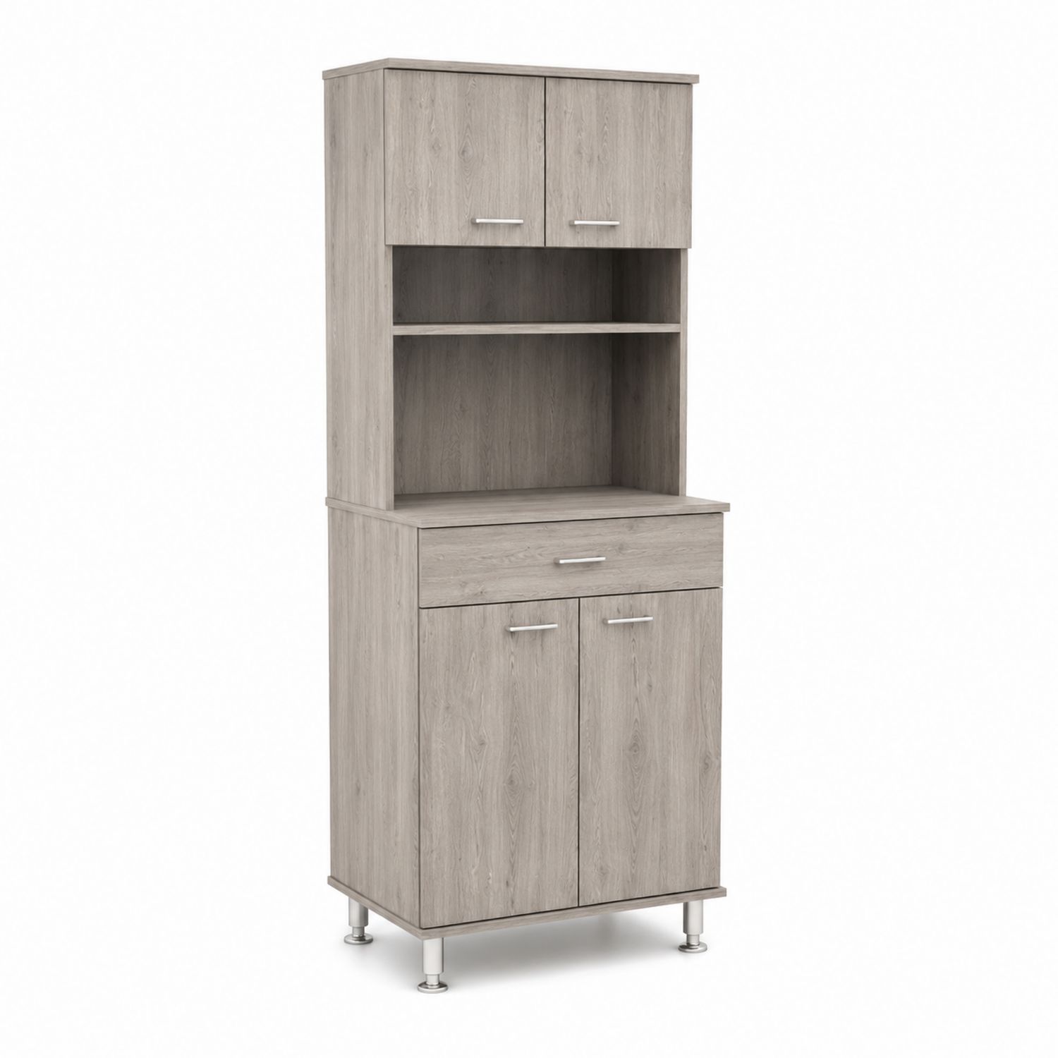 Buffet de rangement en bois avec portes et tiroir, Gris clair