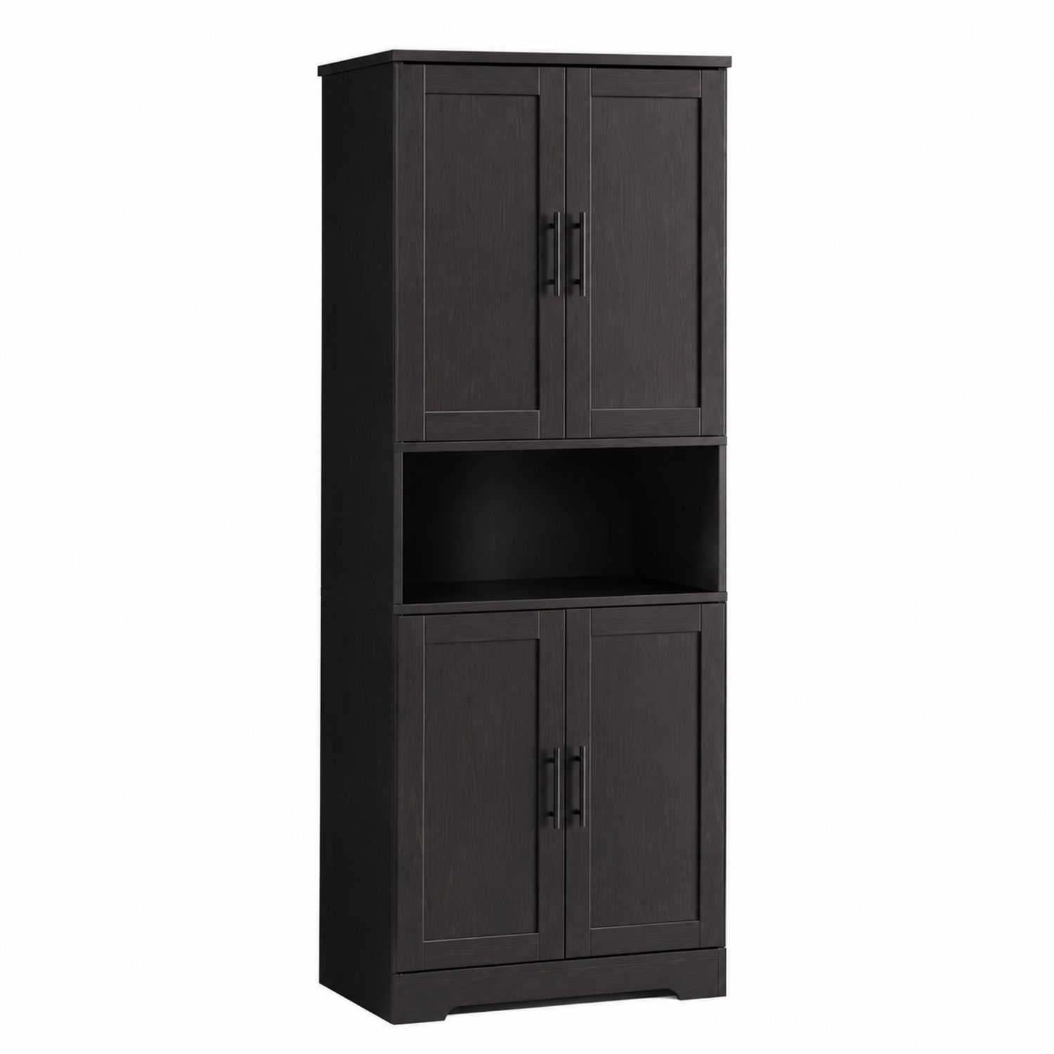 Buffet haut de cuisine 4 portes en bois noir 180x80x40 cm