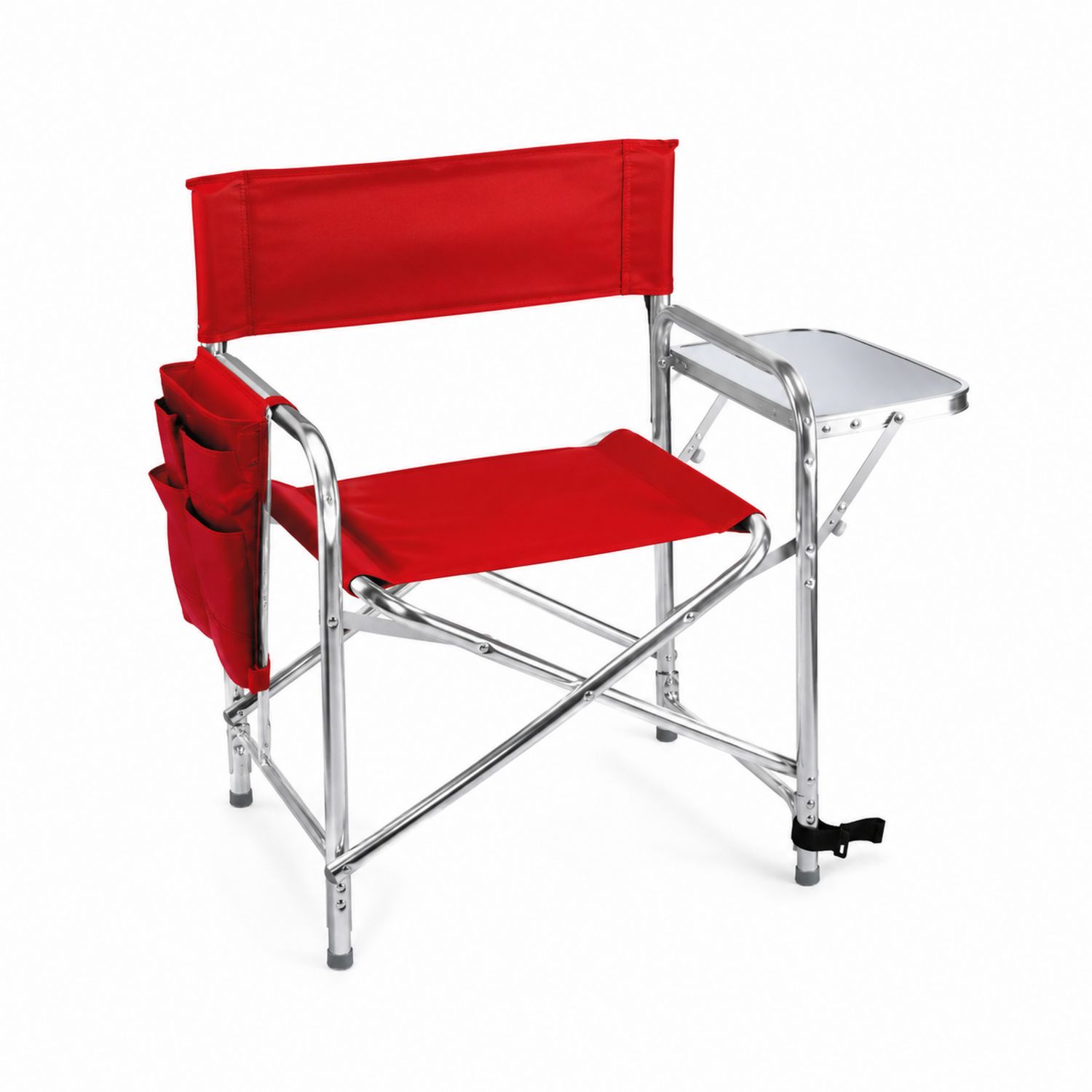 Chaise pliante en aluminium avec accoudoir et poches Rouge