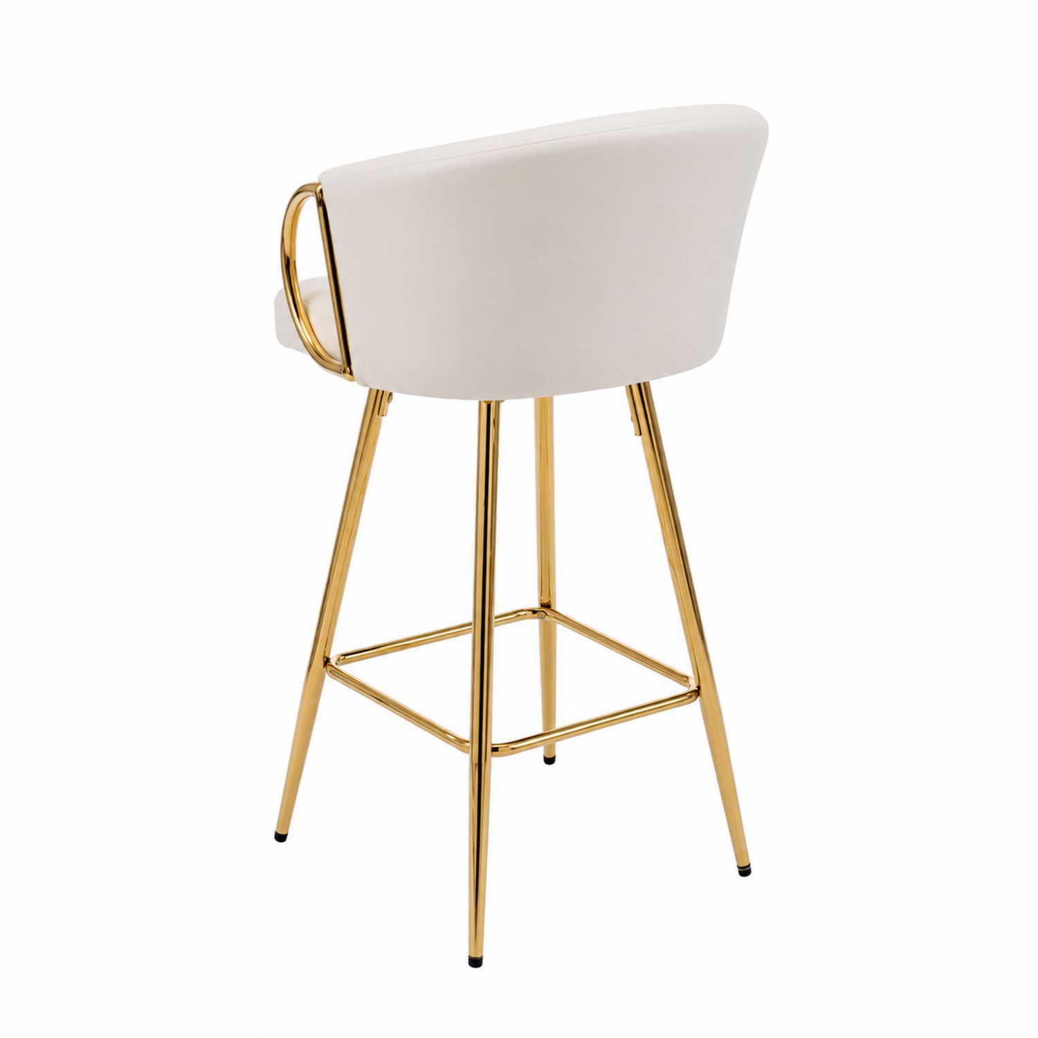 Tabouret de bar en tissu synthétique blanc et métal doré