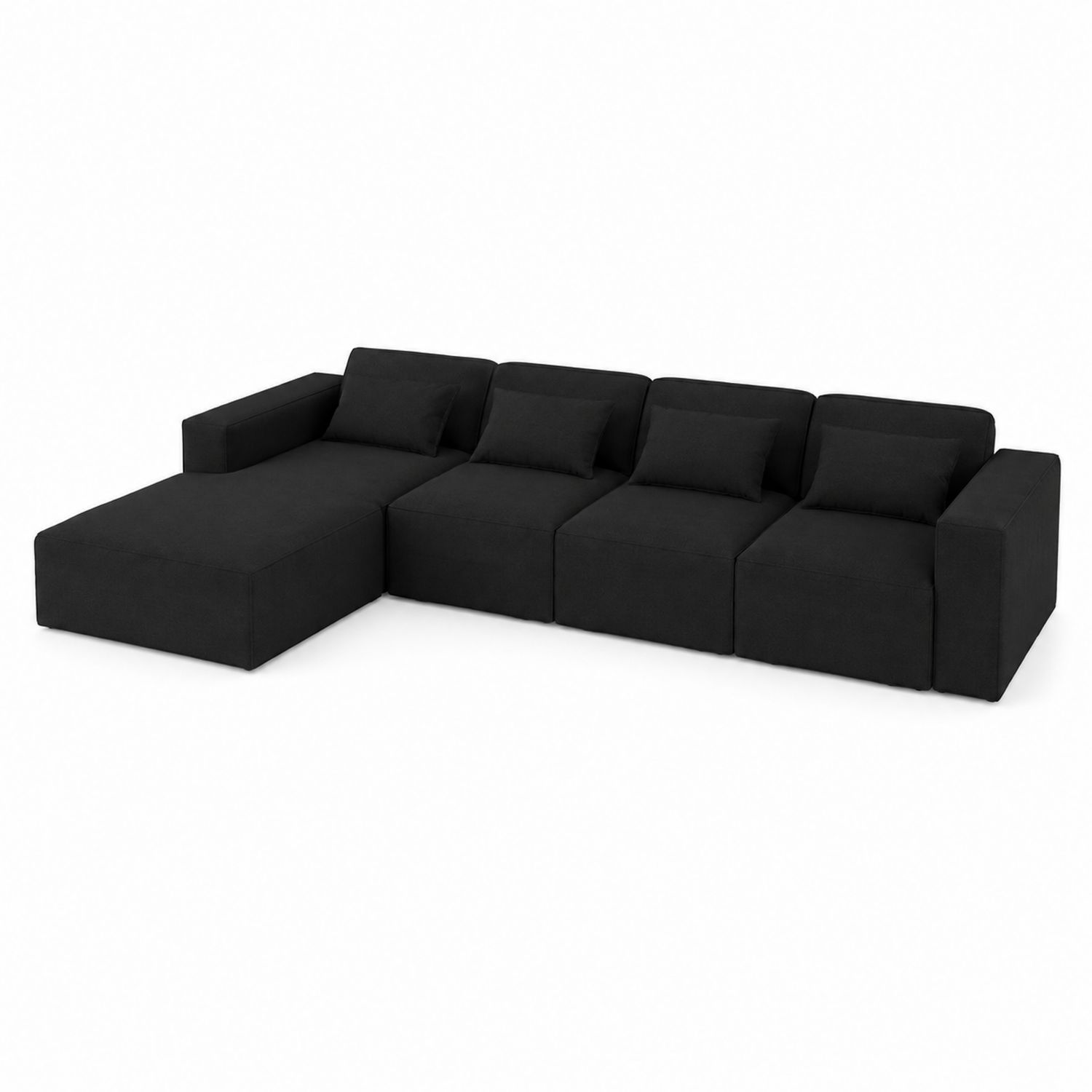 Canapé d'angle modulable en tissu avec méridienne