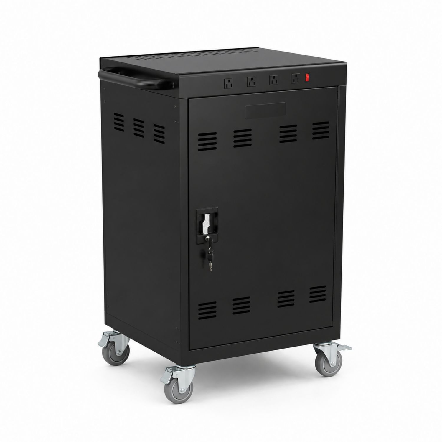 Chariot de rangement en métal noir avec verrou et roulettes