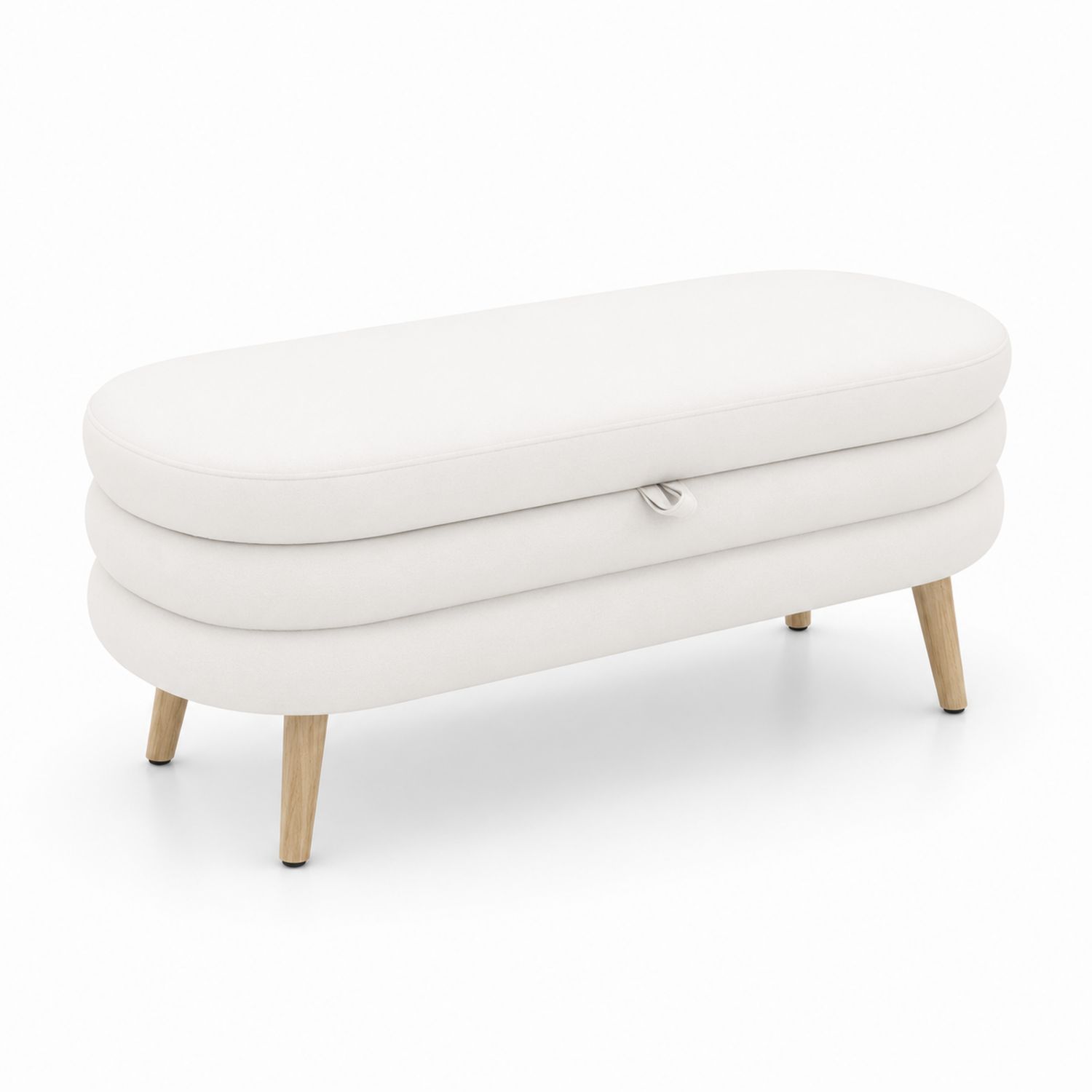 Banc de rangement en tissu et bois Blanc