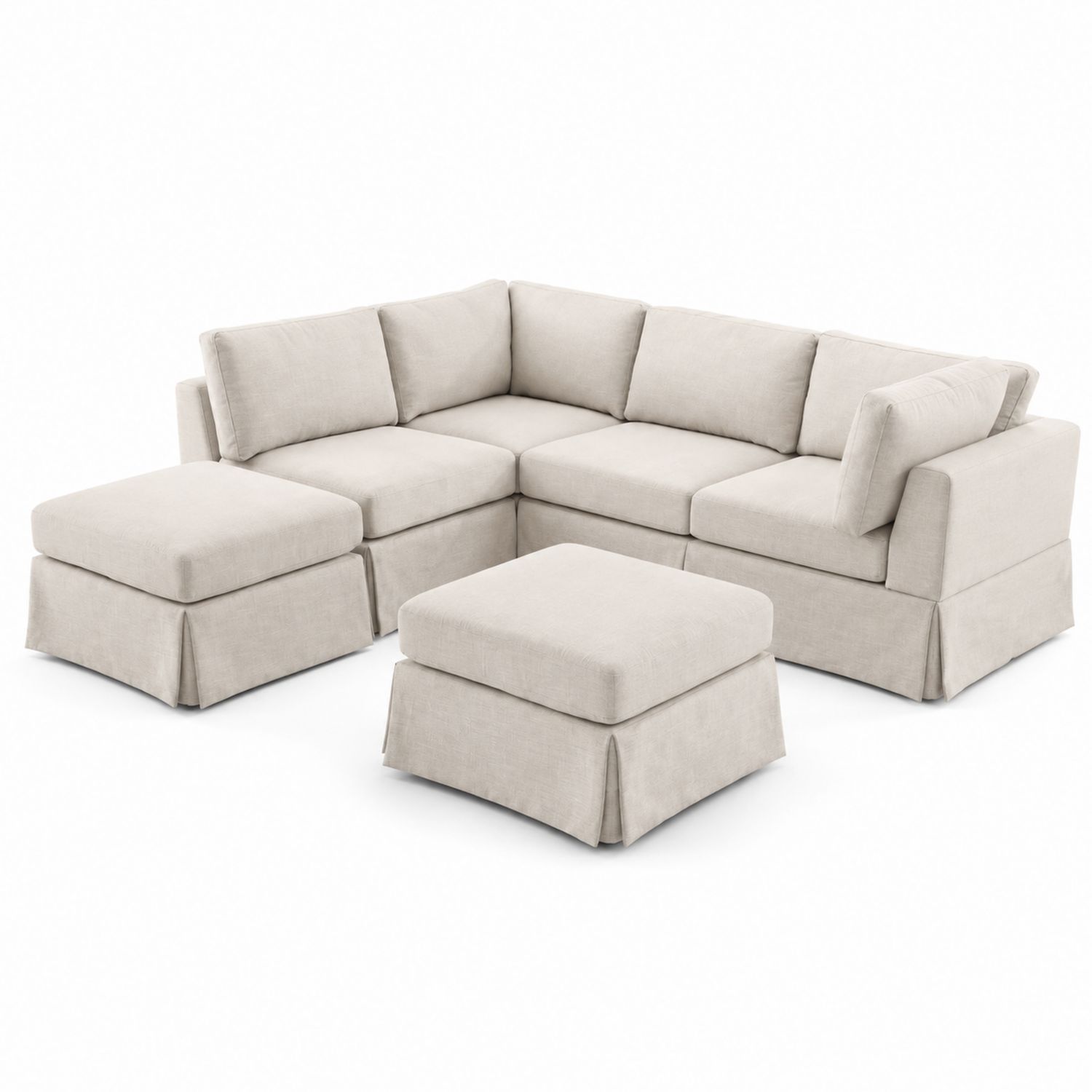 Canapé d'angle modulaire en tissu beige