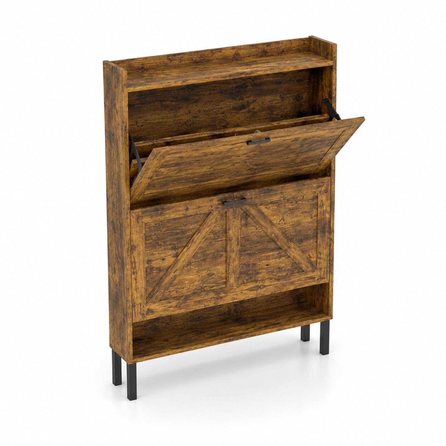Meuble à Chaussures en Bois avec Portes Basculantes