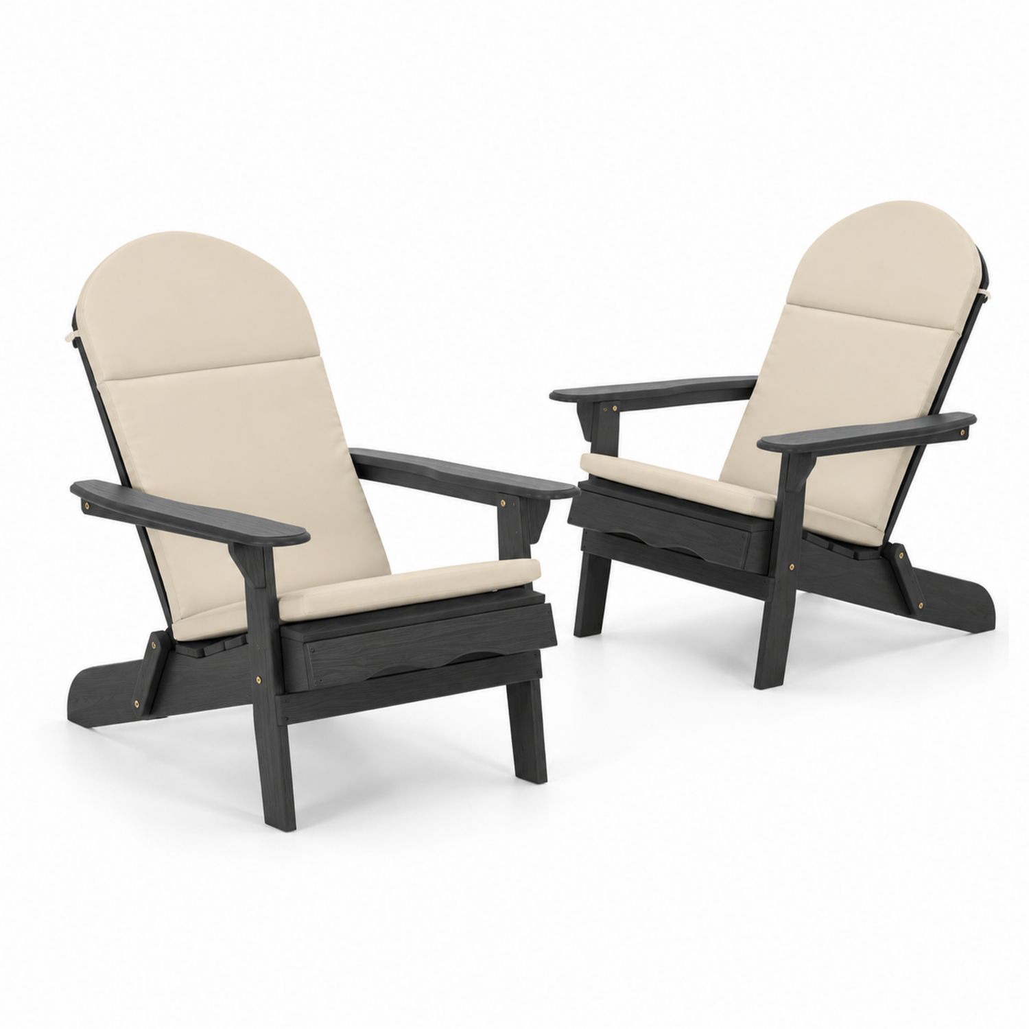 Lot de 2 Chaises Adirondack en Bois avec Coussins en Polyester
