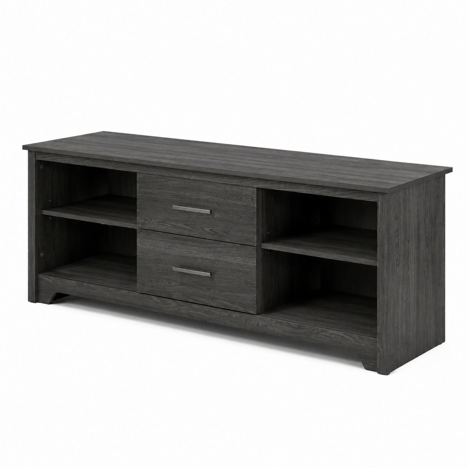 Meuble TV en bois avec tiroirs et étagères Gris