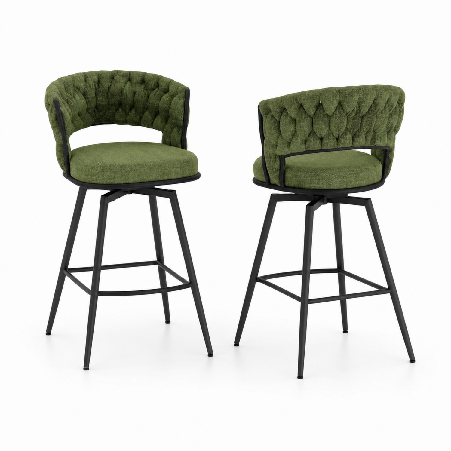 Tabouret de bar en métal et tissu Vert