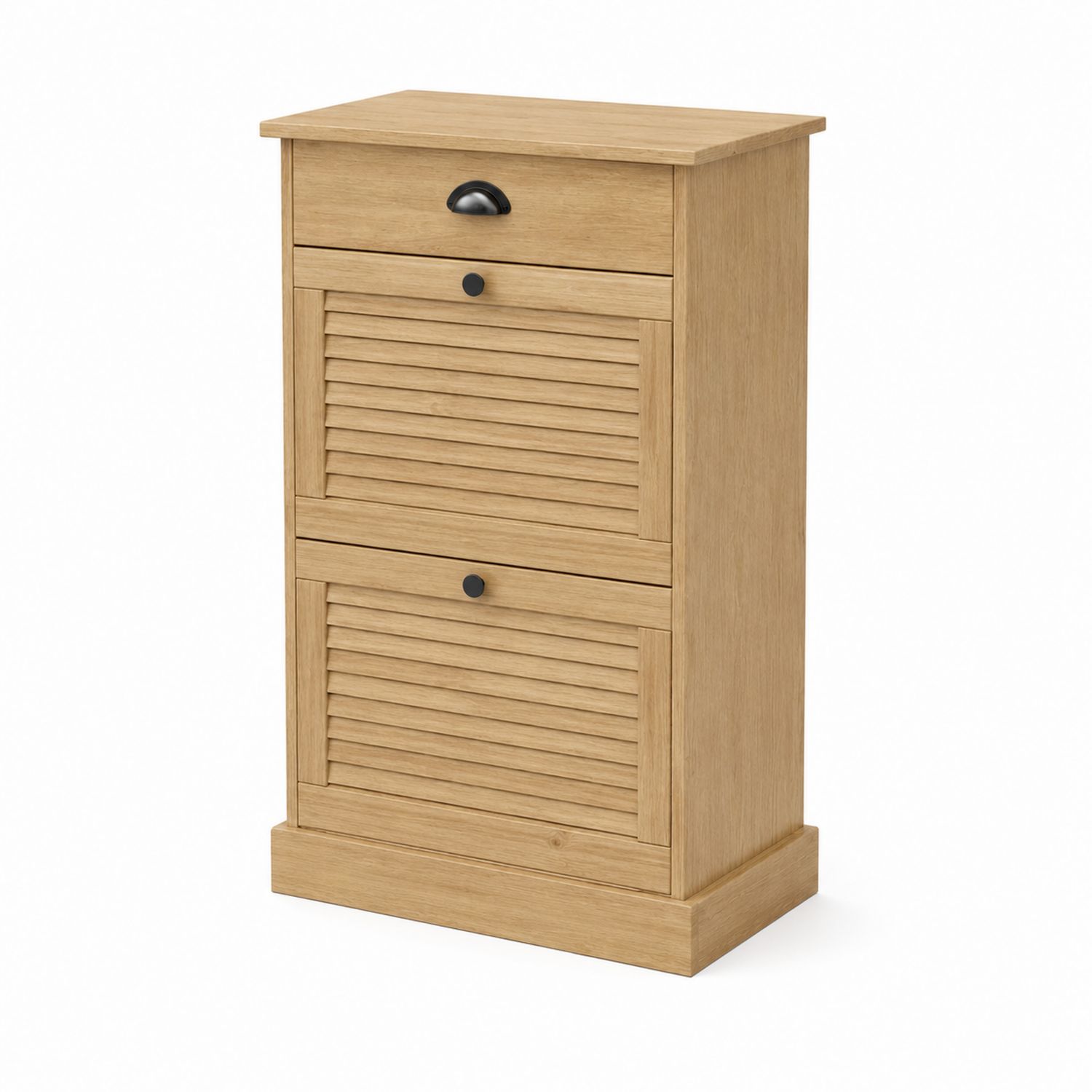 Meuble à chaussures en bois avec tiroir et portes à lamelles