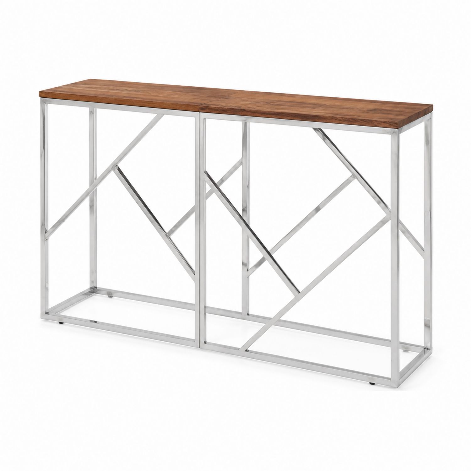 Console en bois de manguier et acier inoxydable 120x30x80 cm