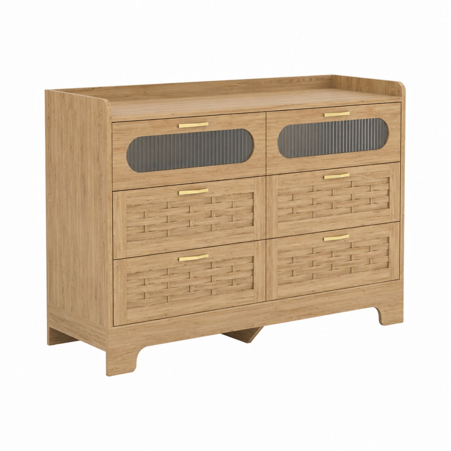 Commode en bois avec tiroirs en verre cannelé 80x40x90 cm