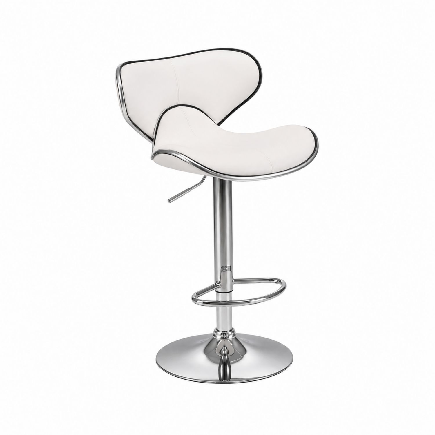 Tabouret de bar en similicuir blanc et acier chromé