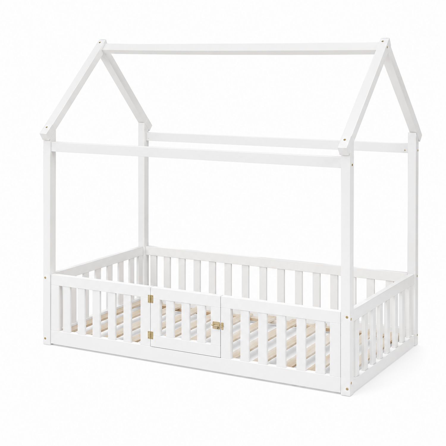Lit cabane enfant en bois de pin 140x70cm Blanc