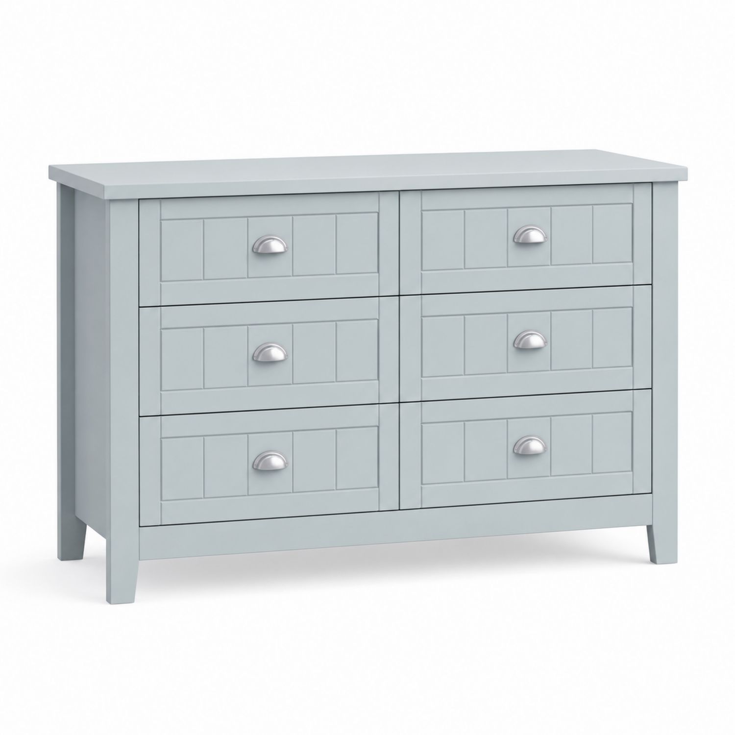 Commode en bois gris à 6 tiroirs avec poignées métal