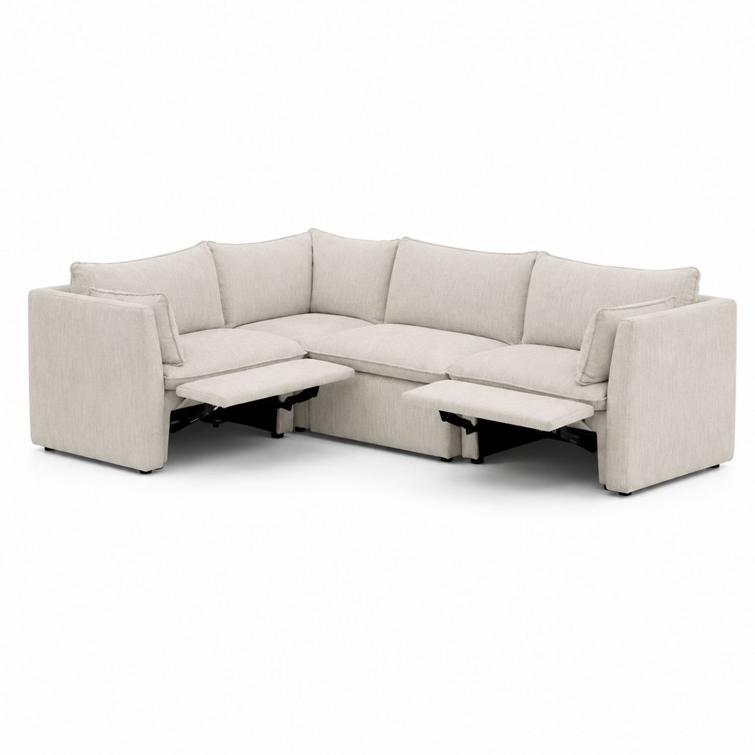 Canapé d'angle réversible 5 places en tissu avec repose-pieds réglables