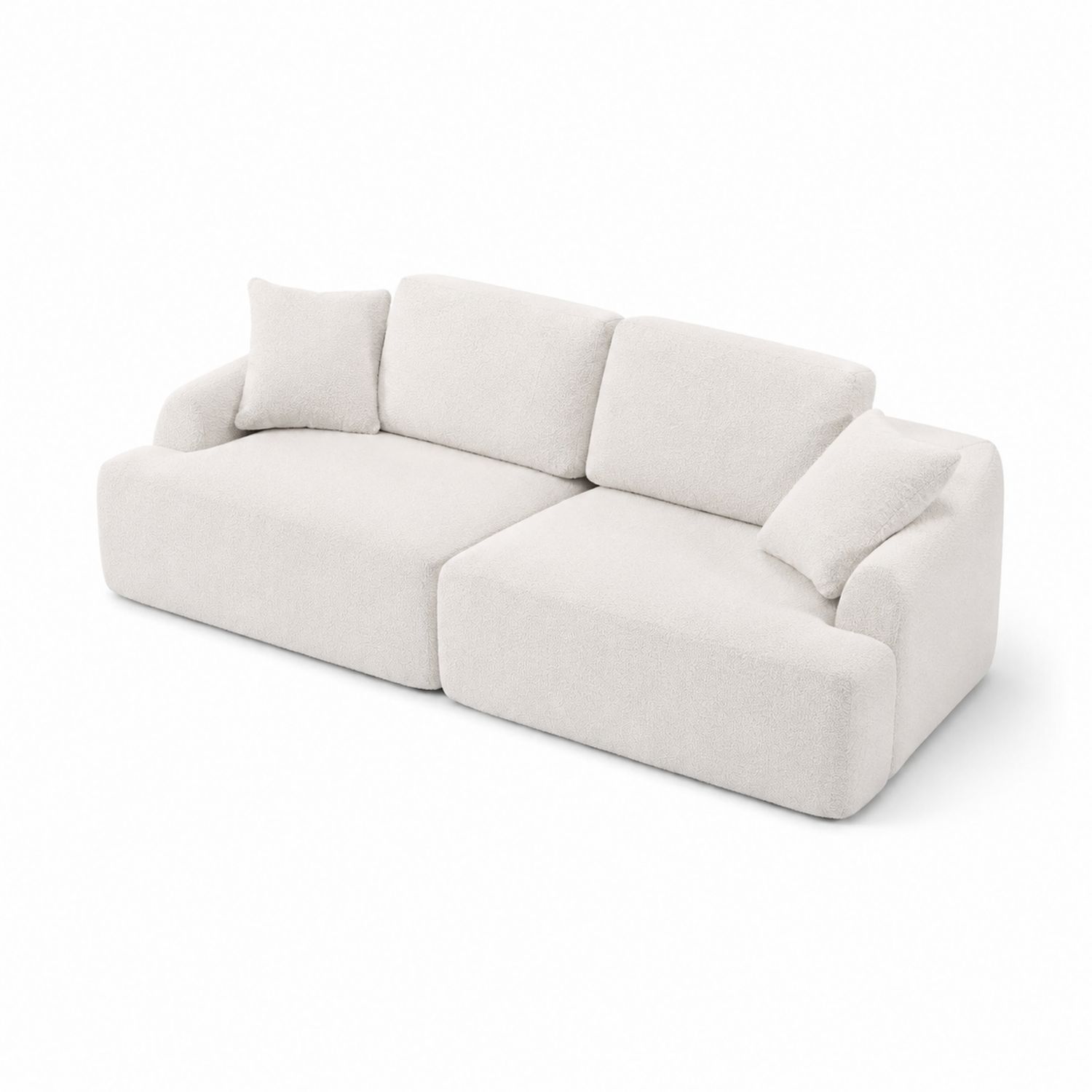 Canapé modulaire en tissu bouclé écru 200cm