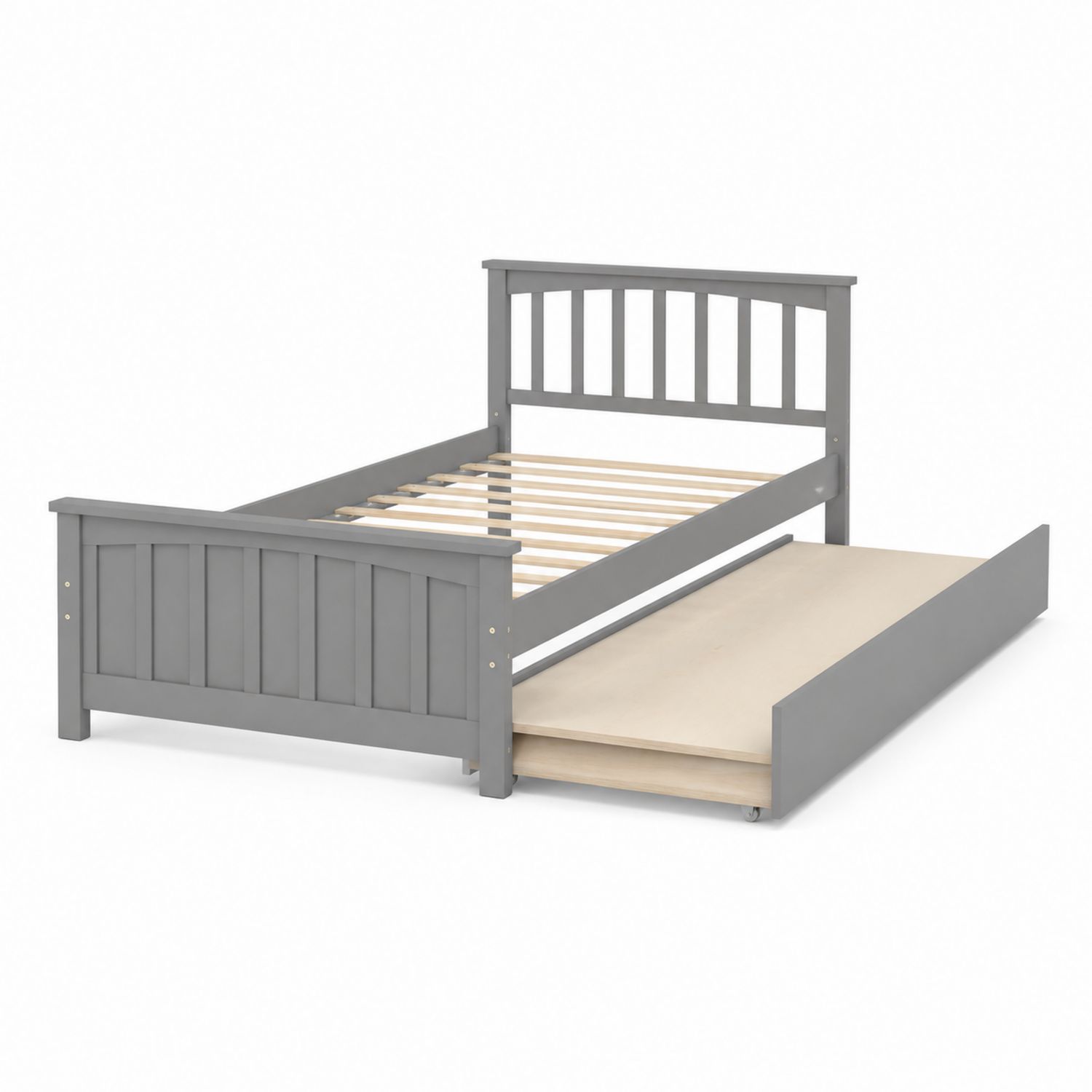Lit en bois avec lit gigogne 90x190 cm Gris