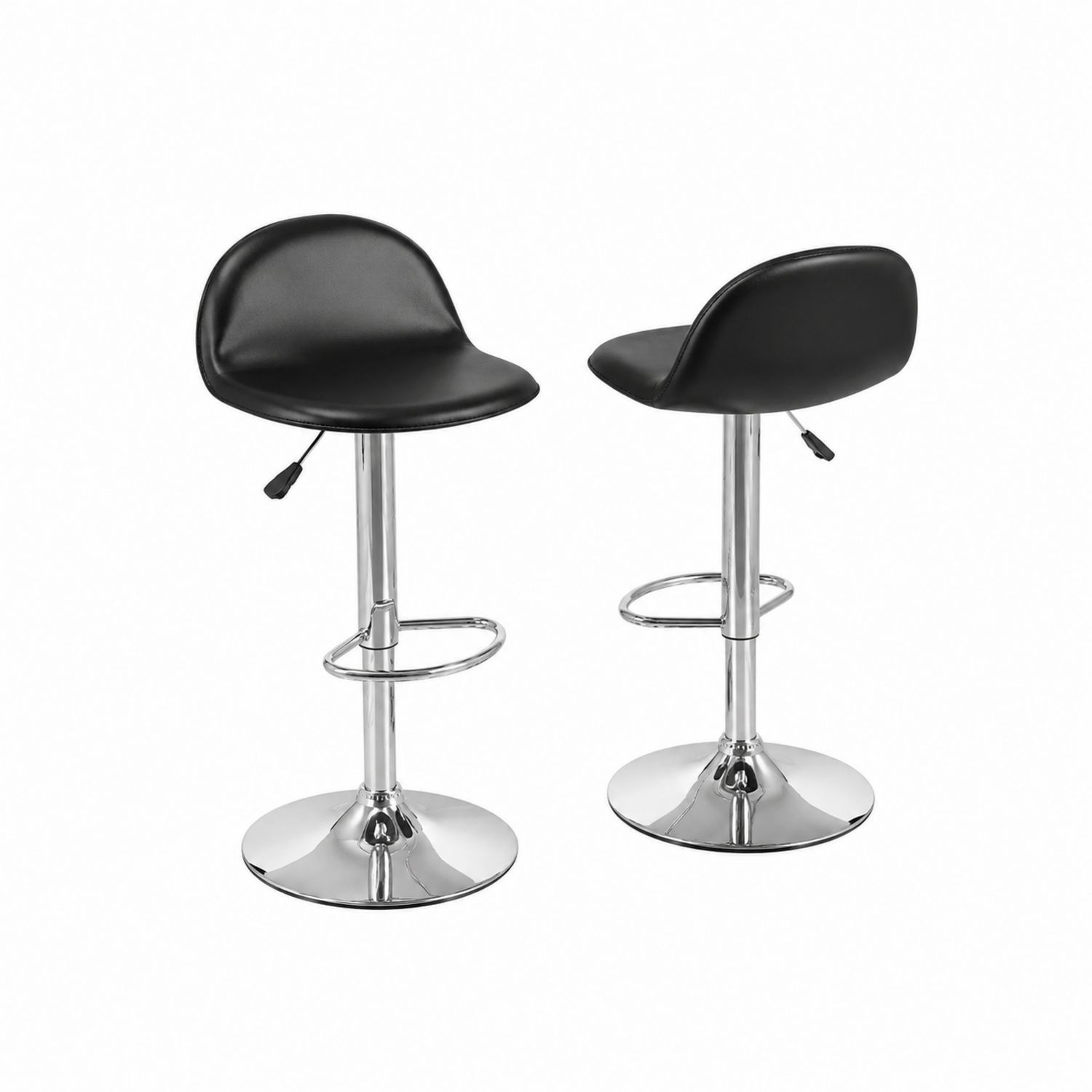 Ensemble de 2 tabourets de bar en similicuir noir et métal chromé