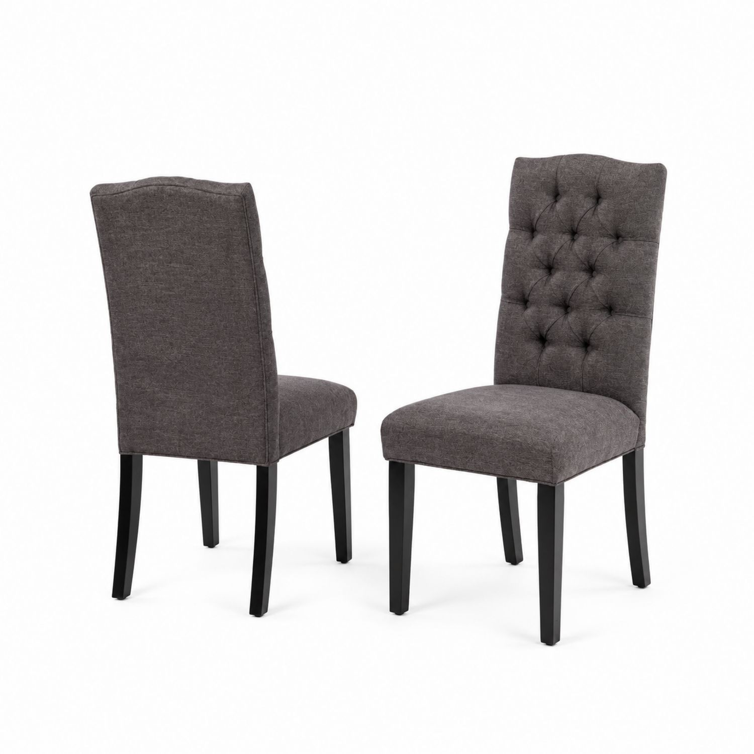 Set de 2 chaises en bois et tissu Gris Foncé
