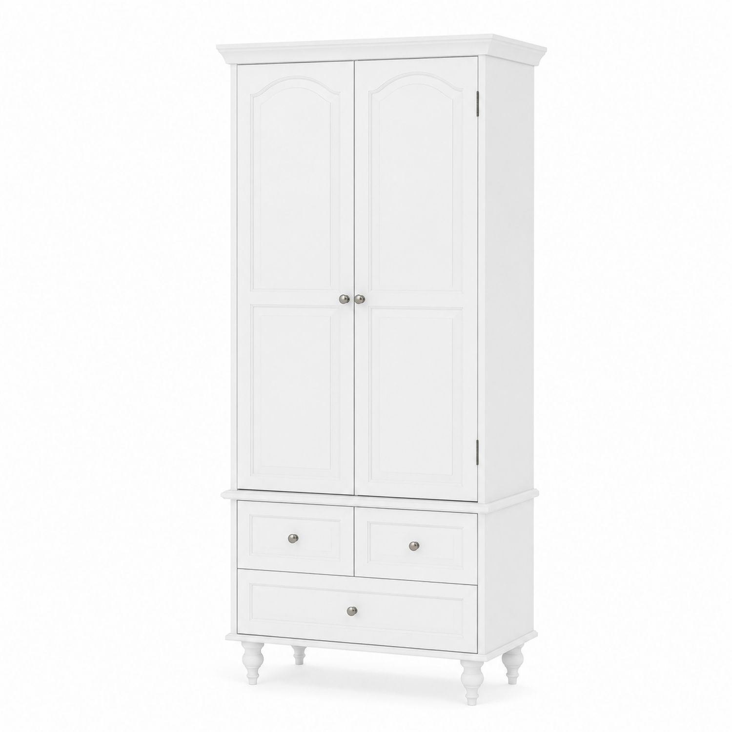 Armoire en bois composite blanc avec tiroirs et étagères