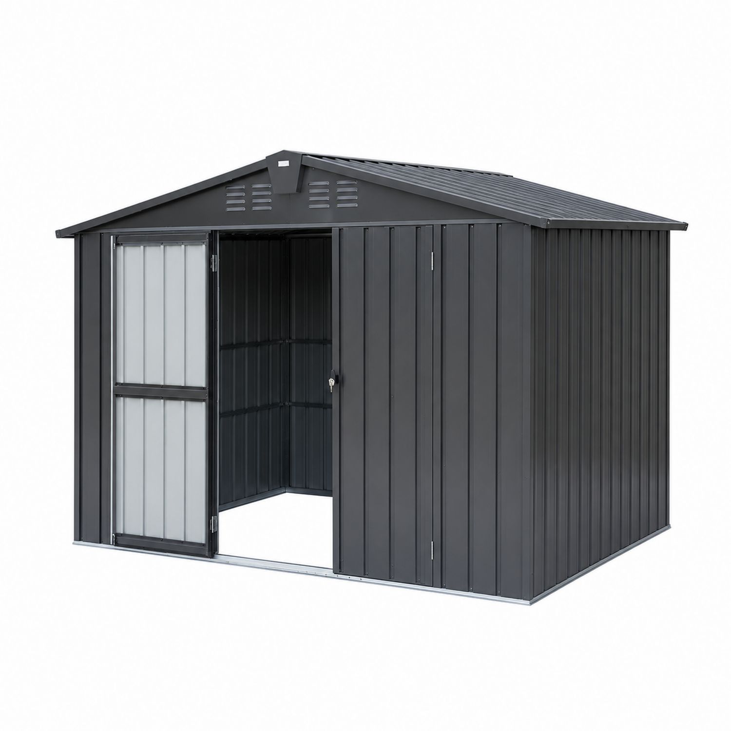 Abri de Jardin Métal 3x2m Gris Foncé Double Porte