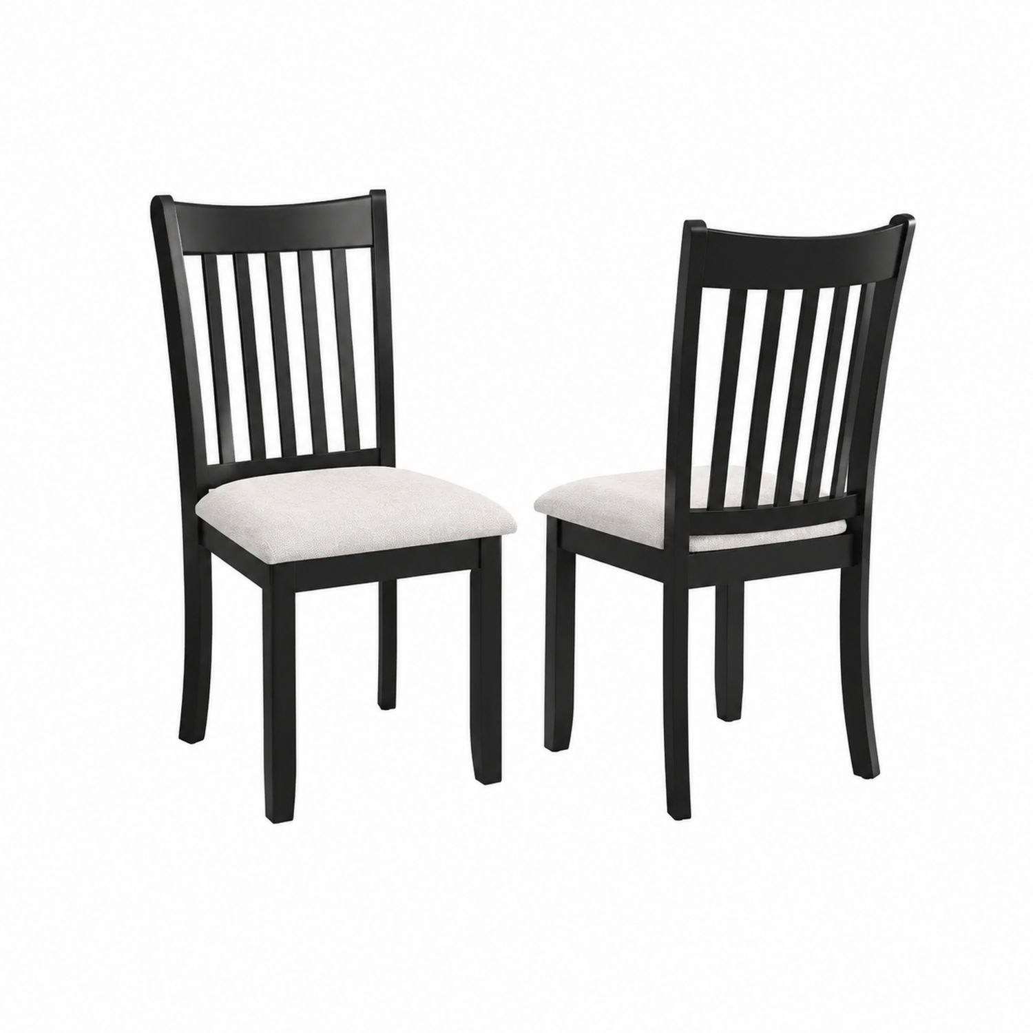 Lot de 2 chaises en bois avec assise en tissu Noir/Beige