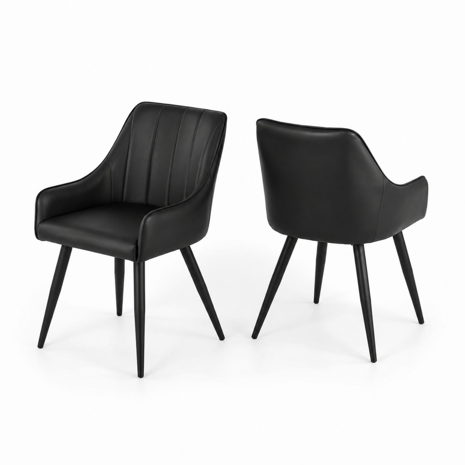 Chaise avec accoudoirs en cuir synthétique et métal Noir