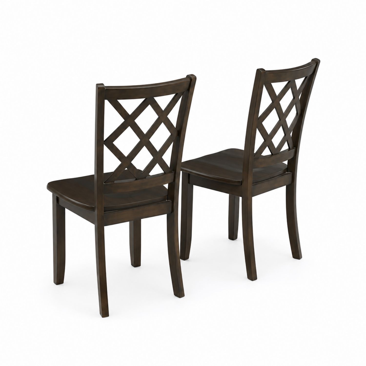 Lot de 2 Chaises en Bois Massif Marron Foncé