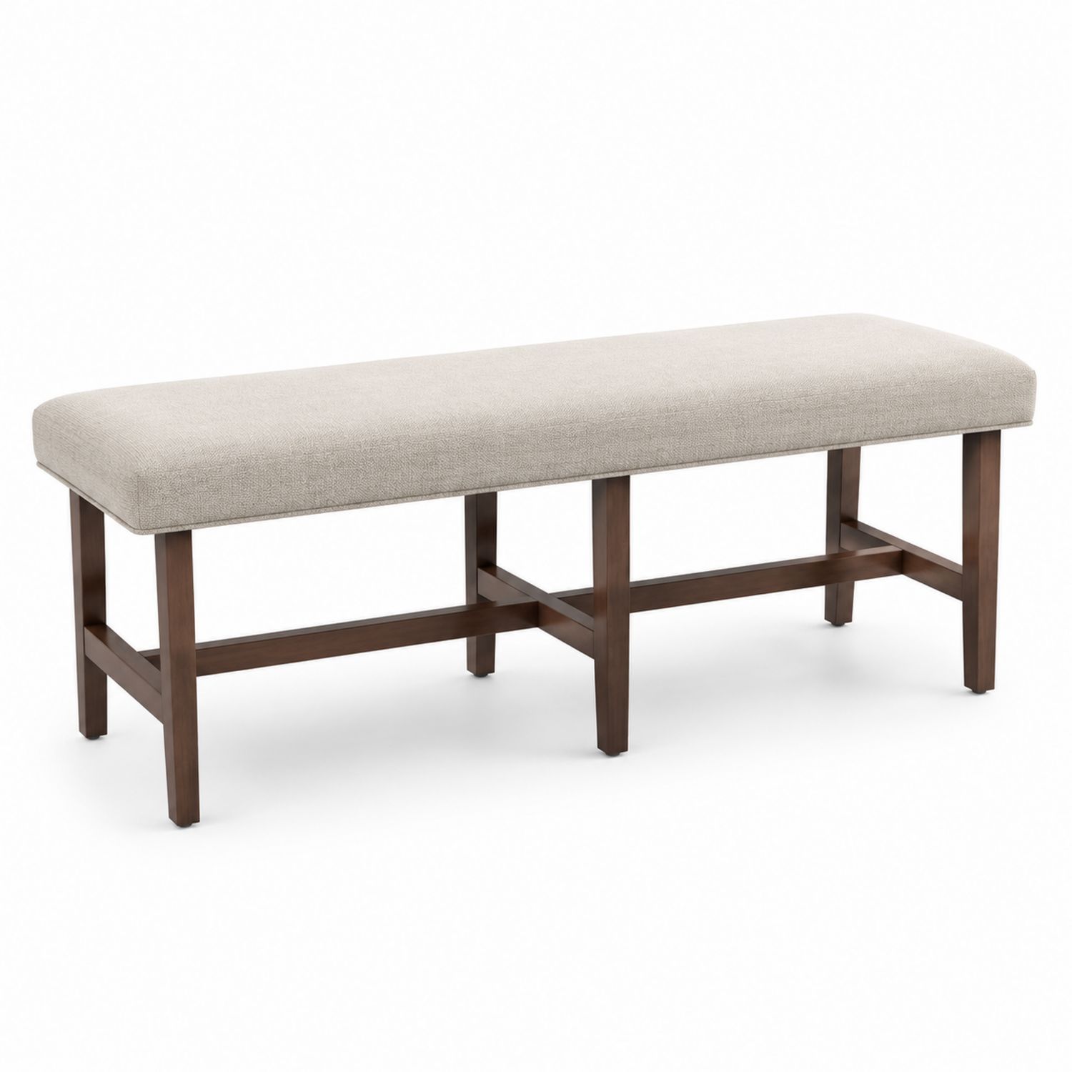 Banco beige tapizado en lino con patas de madera-Omnilevar