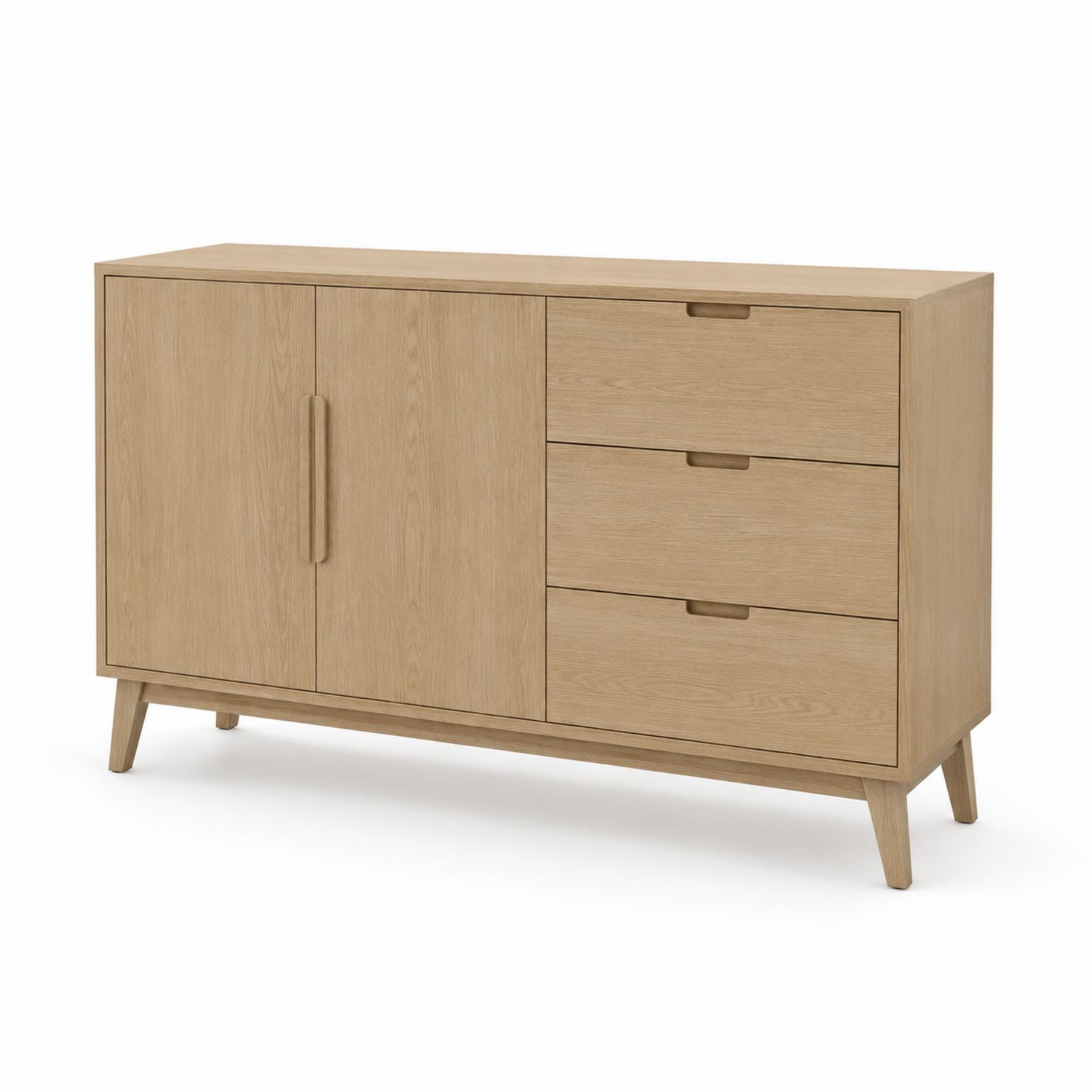 Aparador de madera de roble con cajones y puertas 120x40x80 cm-Omnilevar