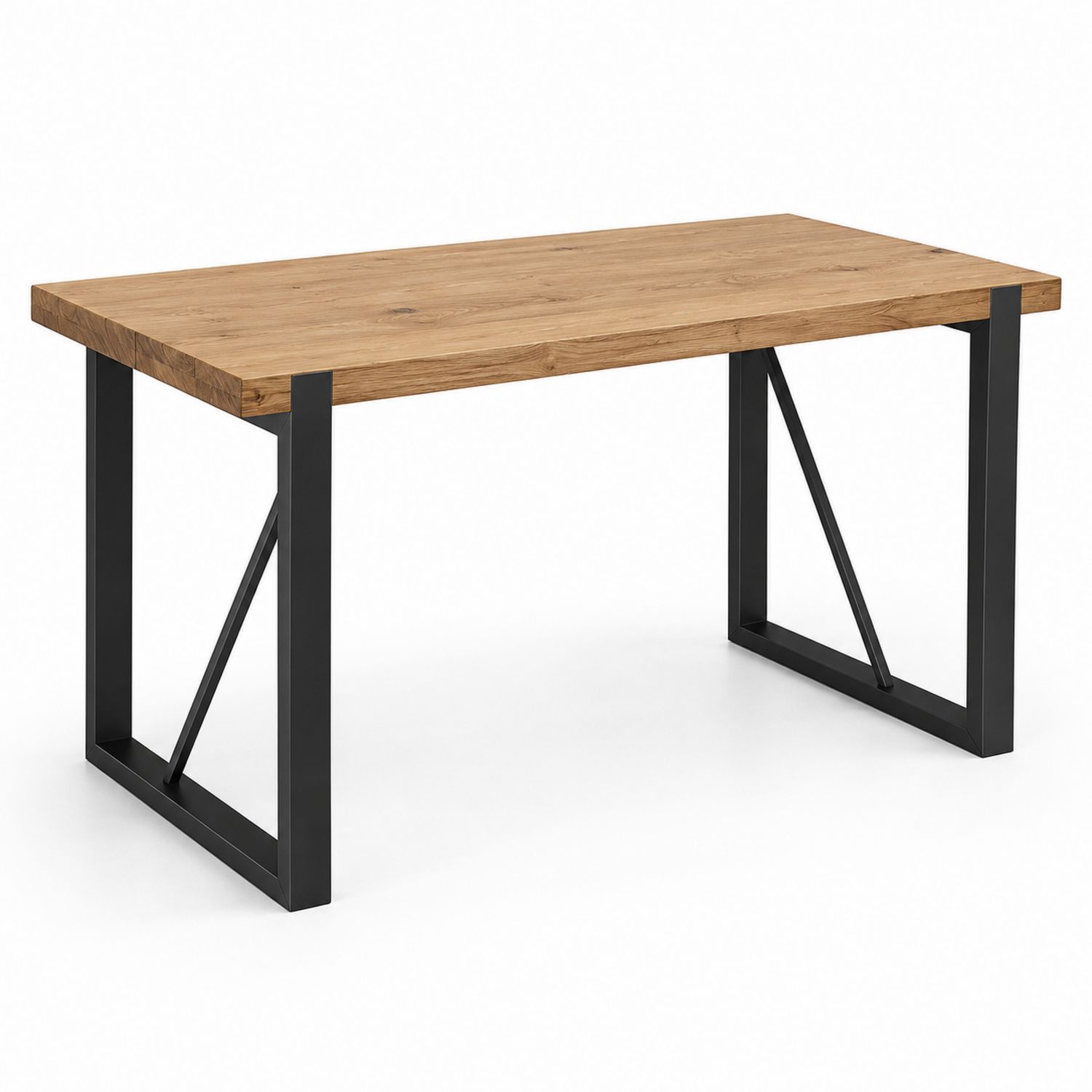 Mesa rectangular de roble y patas de acero 140x80x75cm-Omnilevar