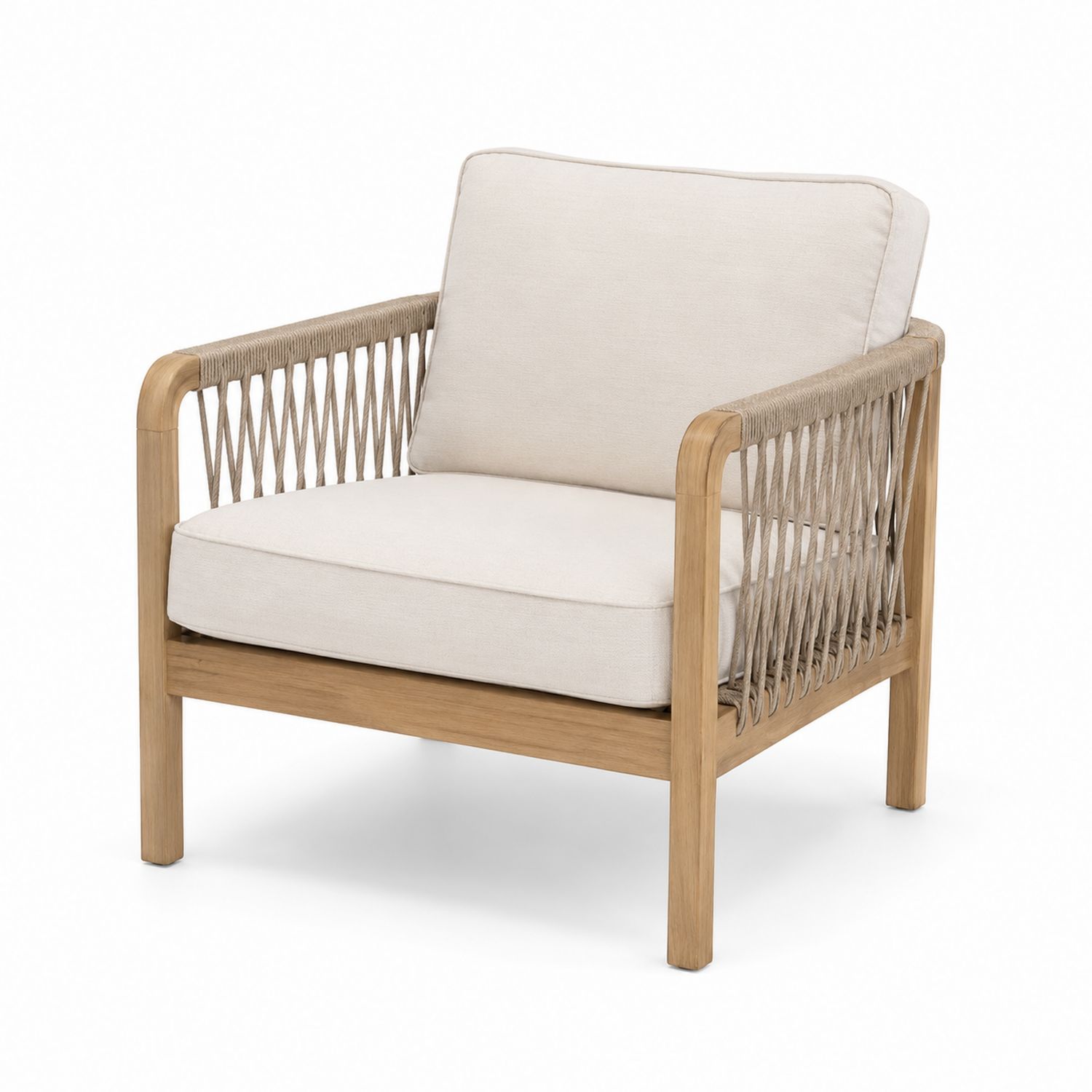 Sillón de Teca y Cordón Beige para Exterior-Omnilevar