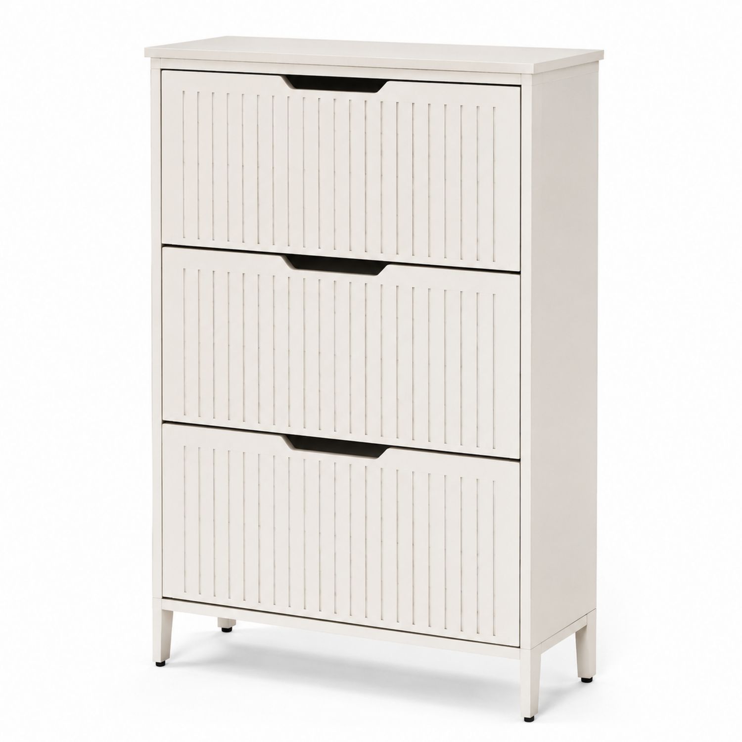 Zapatero de Madera con Tres Compartimentos Blanco 100x30x120 cm-Omnilevar