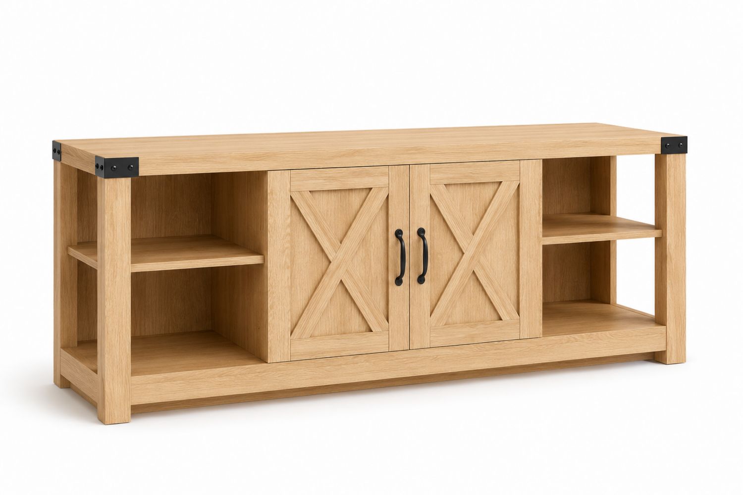 Mueble para TV de madera y metal, 150x40x60 cm, Roble-Omnilevar