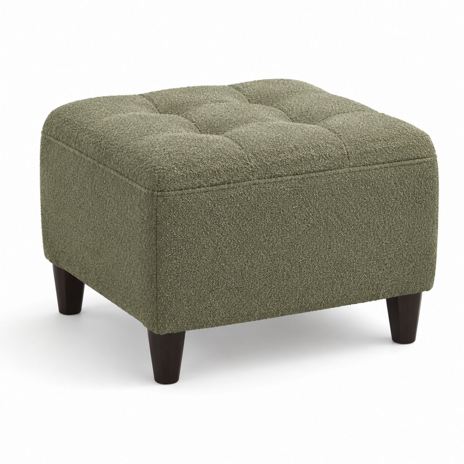 Puf cuadrado de tela bouclé verde 45x45x40cm-Omnilevar