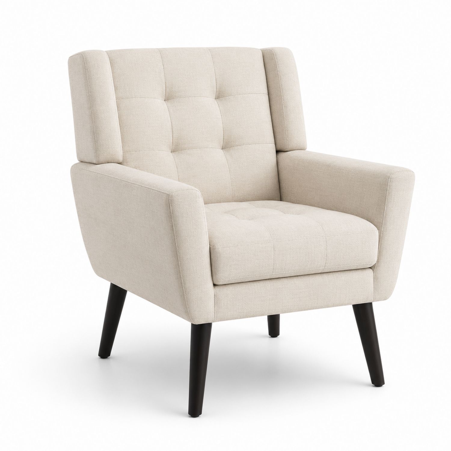 Silla de Tela Beige con Patas de Madera-Omnilevar