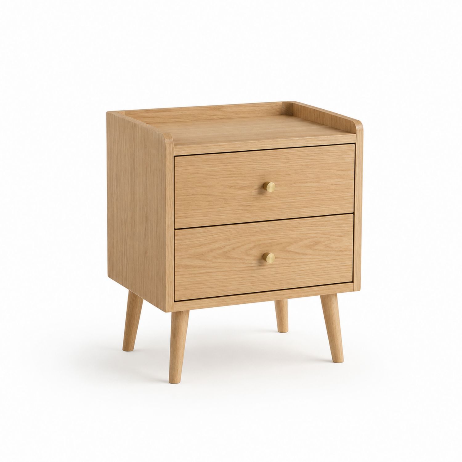 Mesita de noche de madera de roble con 2 cajones-Omnilevar