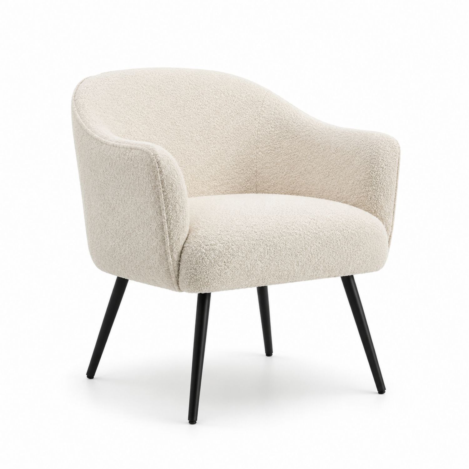 Silla de salón con tapizado de tela bouclé y patas de metal-Omnilevar