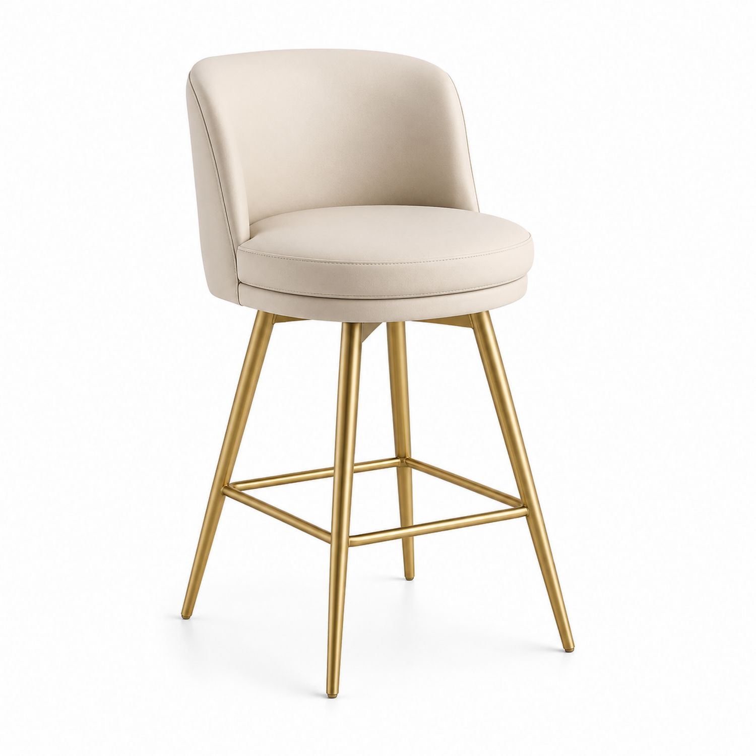 Taburete de bar con asiento de cuero sintético y patas doradas-Omnilevar
