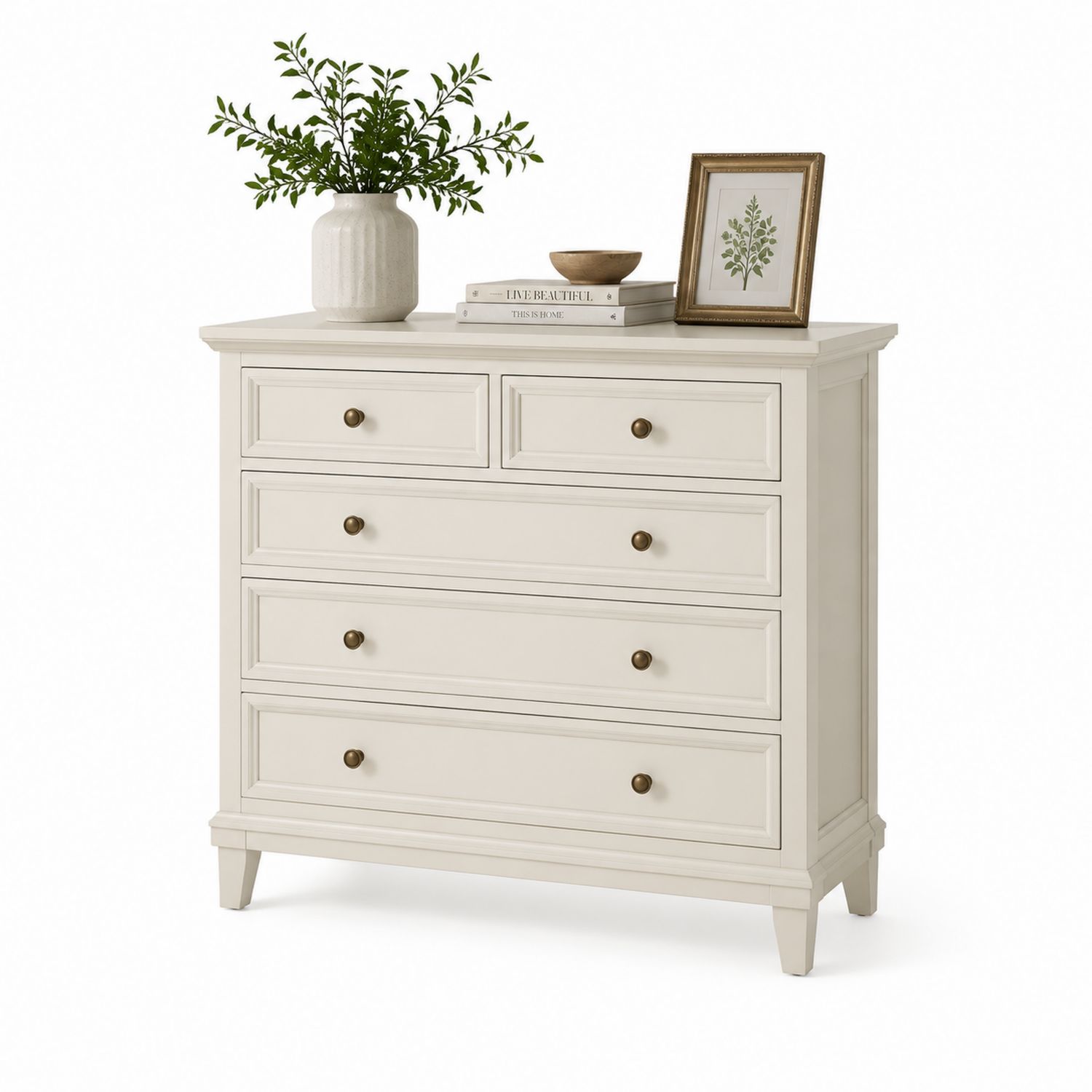 Cajonera de Madera Maciza con 5 Cajones Blanca-Omnilevar