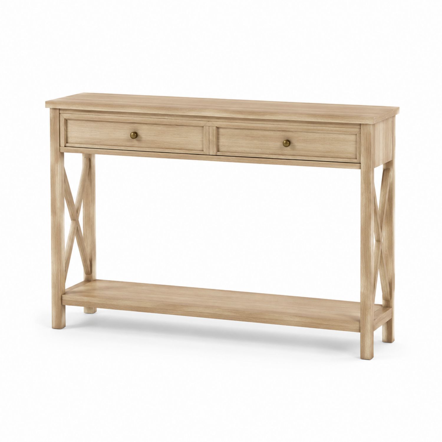 Consola de madera de roble con cajones y estante-Omnilevar