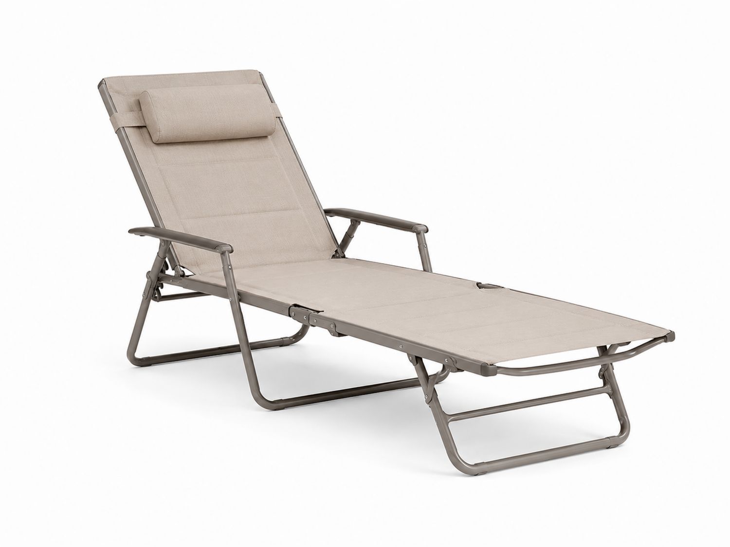 Tumbona plegable de aluminio y poliéster Beige-Omnilevar